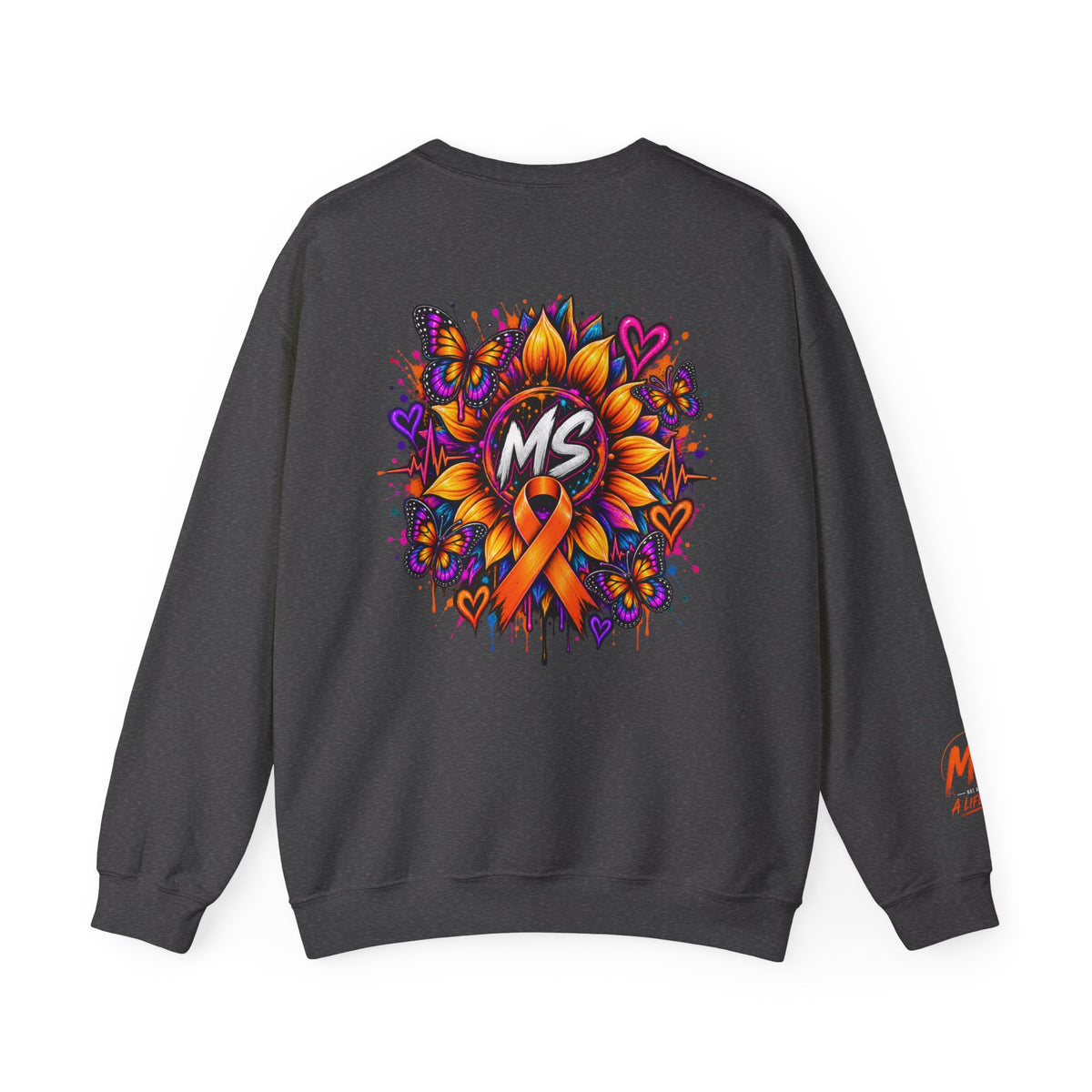 MS- Awareness Crewneck Sweatshirt — "Not All Wounds Are Visible" Orange Ribbon Design