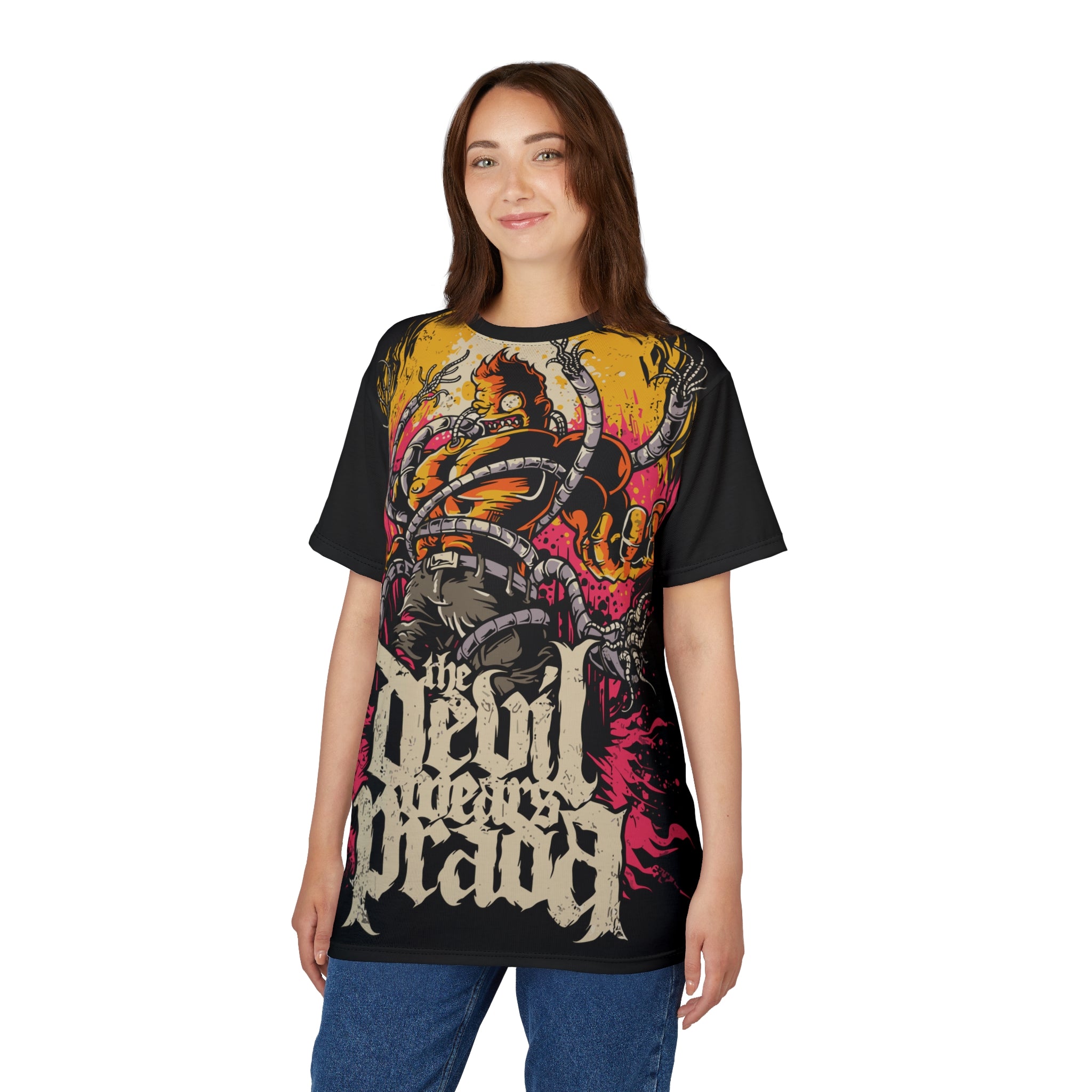 Metal- With a Prada Graphic Tee — Bold All-Over Print Band Shirt