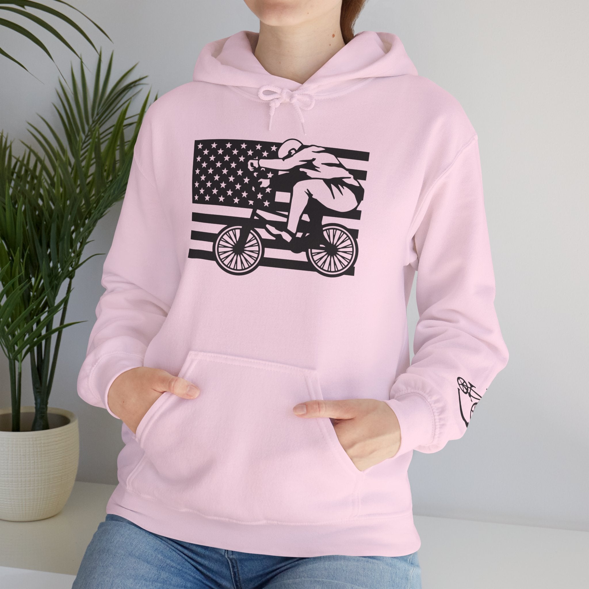 Rad-Biker American Flag Hoodie — 'Is My Bike Okay?' Graphic Hooded Sweatshirt