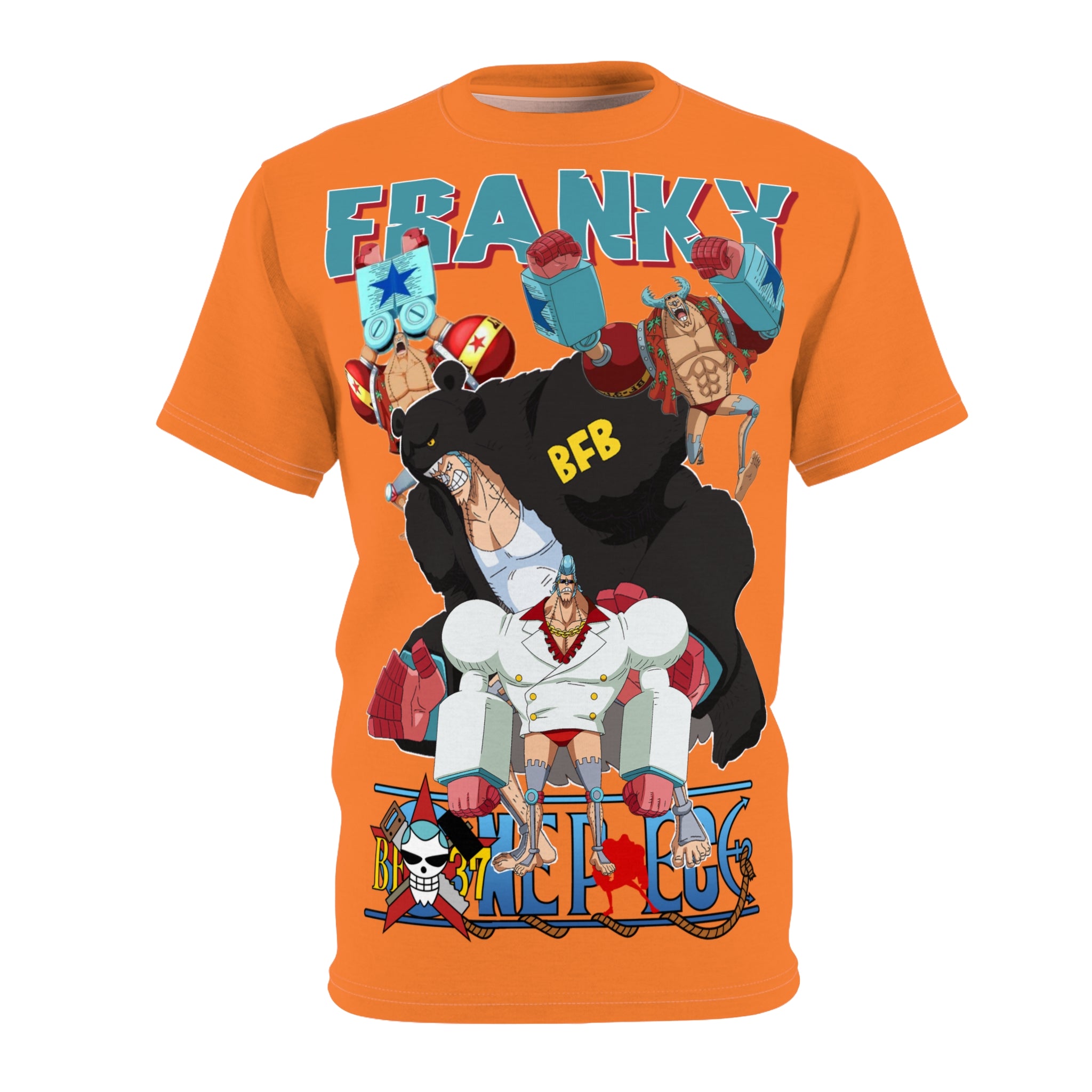 Anime- Crew Graphic Tee — Orange Anime Character T-Shirt