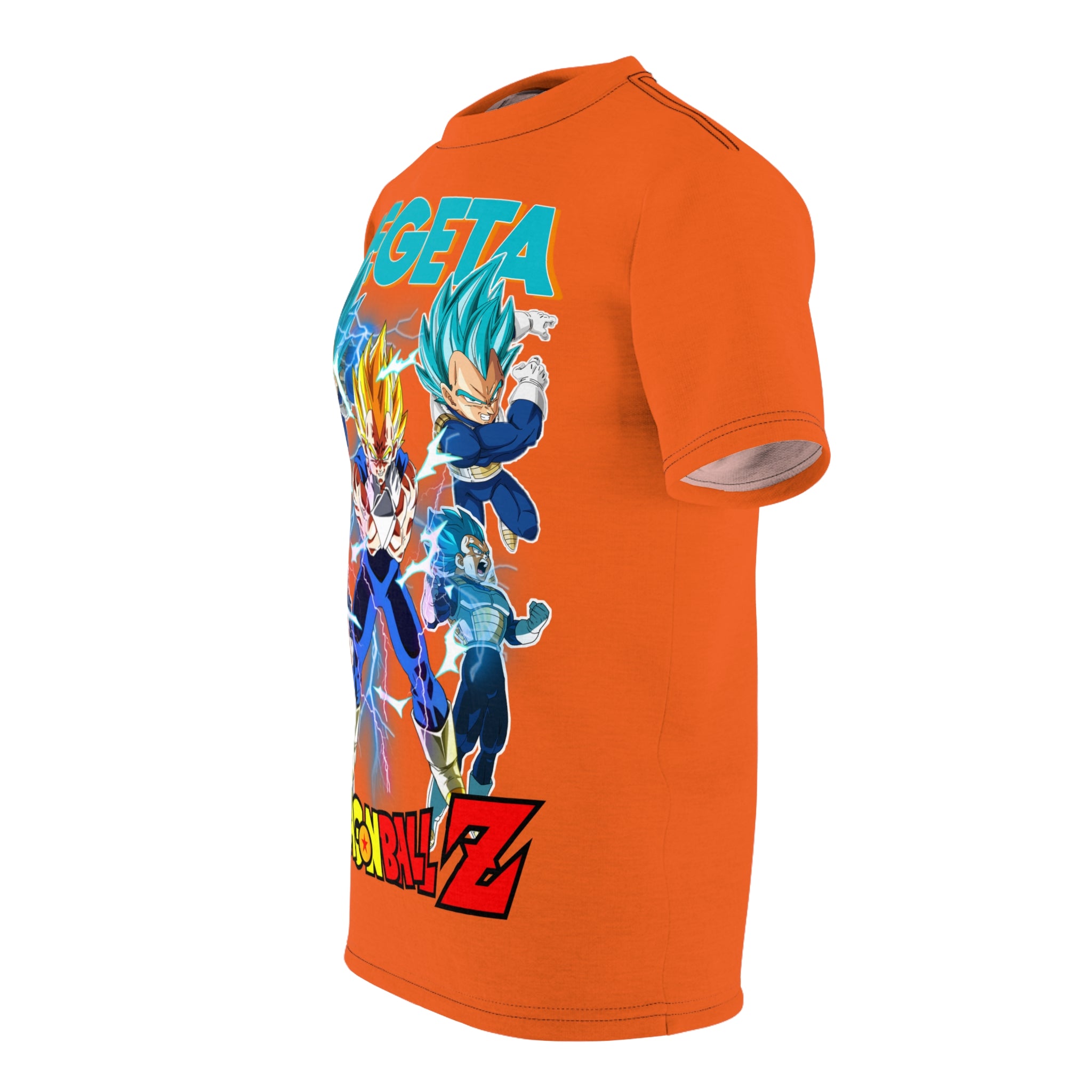 Anime- Vegeta Dragon Ball Z Graphic Tee — Orange All-Over Print