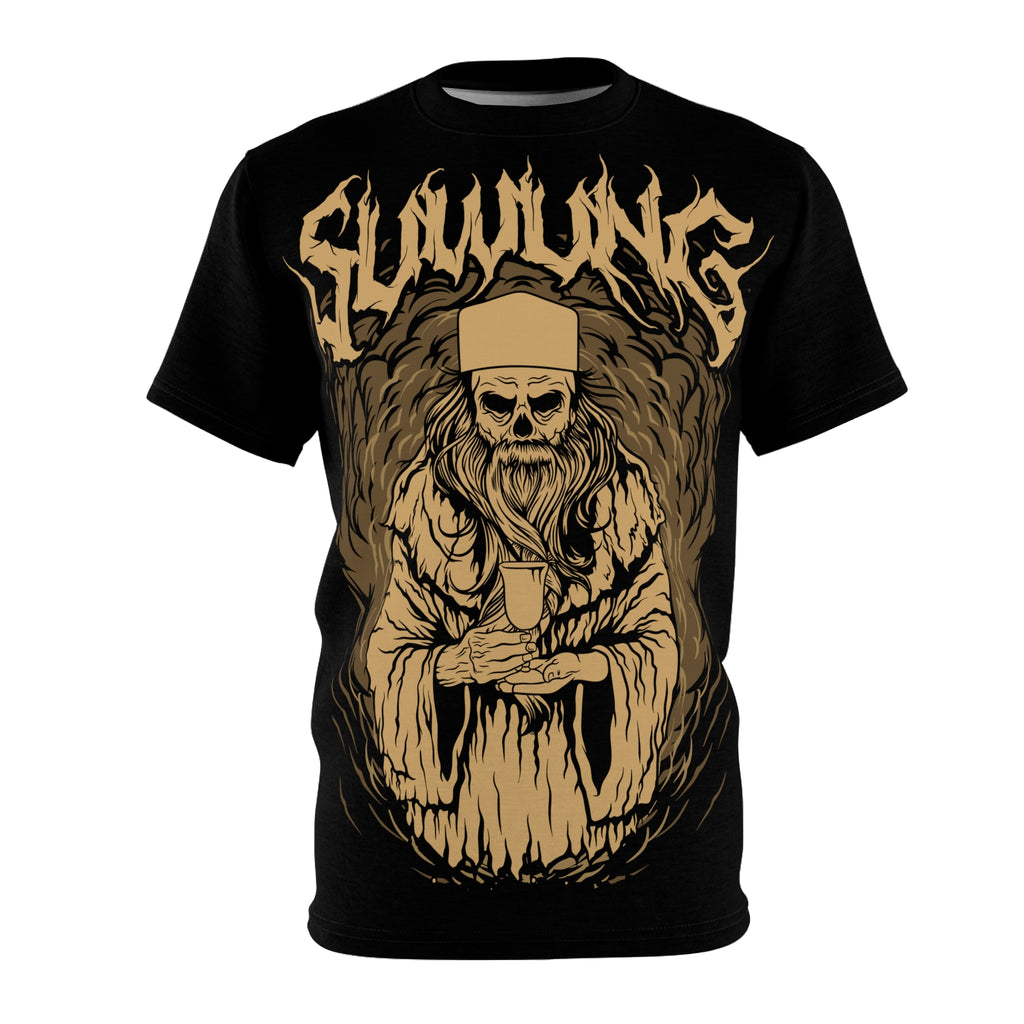 Metal- Skulling Skeleton Priest Graphic Tee — 'Skulling' Gothic Skull Illustration
