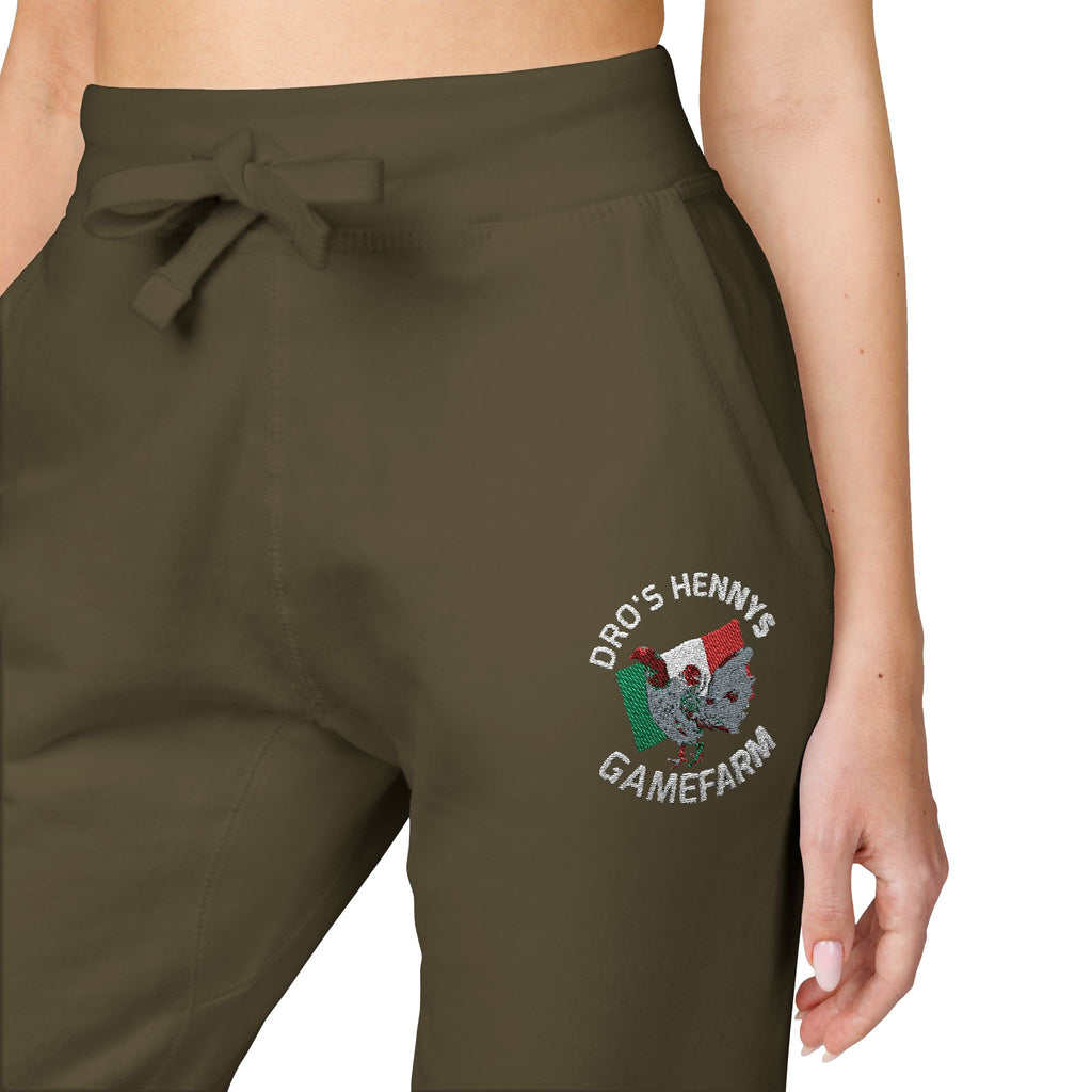 Henny- Embroidered Floral Heart Sweatpants — Cozy Fleece Joggers with 'Love' Detail
