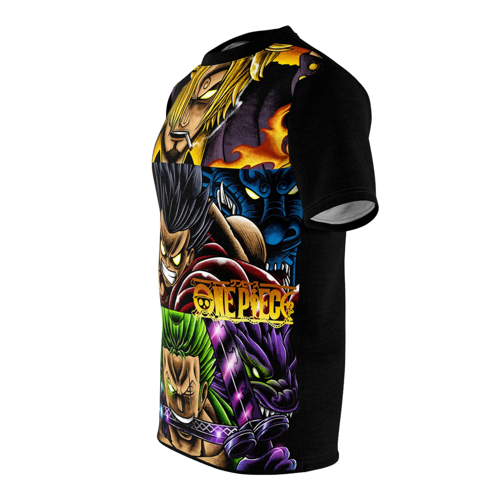 Anime -Straw Hat Trio Graphic Tee — Bold Pirate Crew All-Over Print