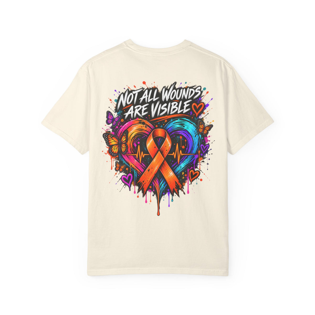 MS- Awareness Heart Ribbon T-Shirt — “Not All Wounds Are Visible” Neuropathy Support Tee