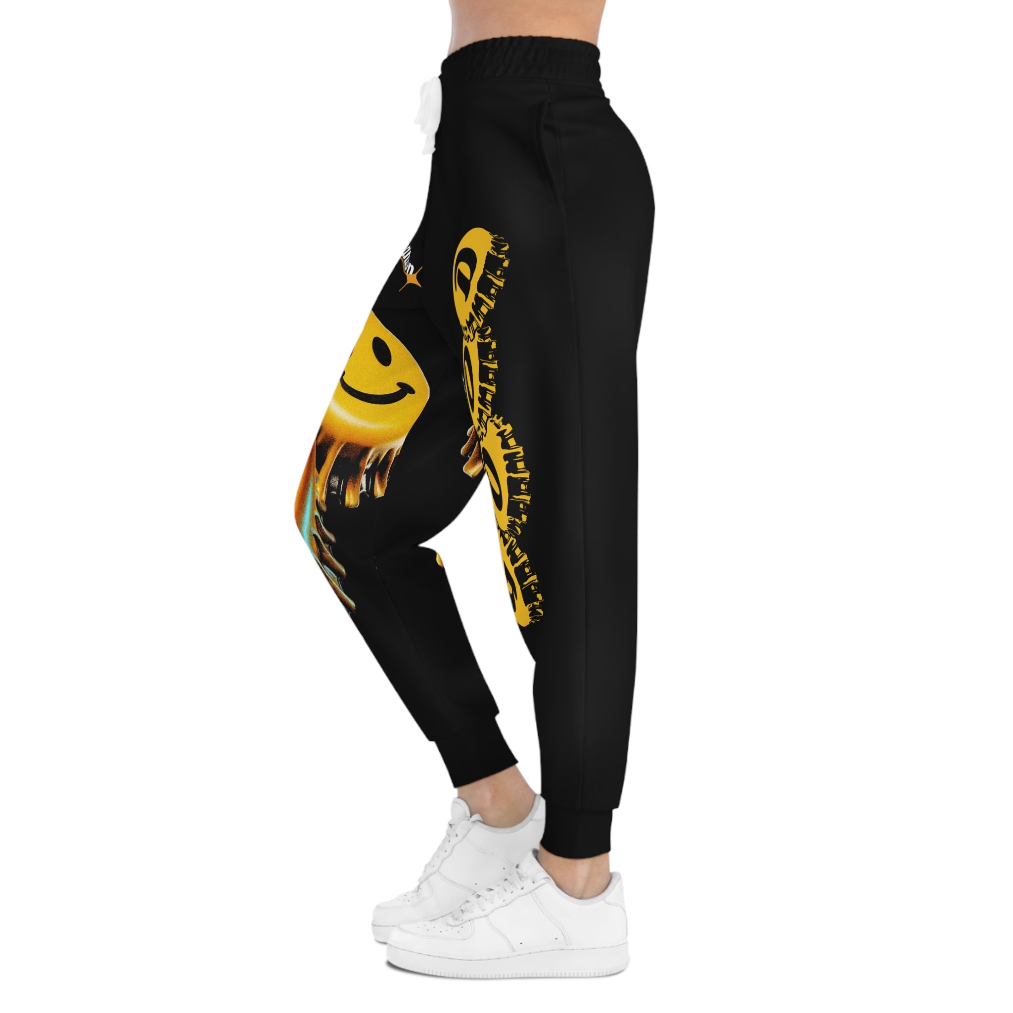 Joggers-Smiley Bottle Cap Athletic Joggers — "It's All Good" Graphic