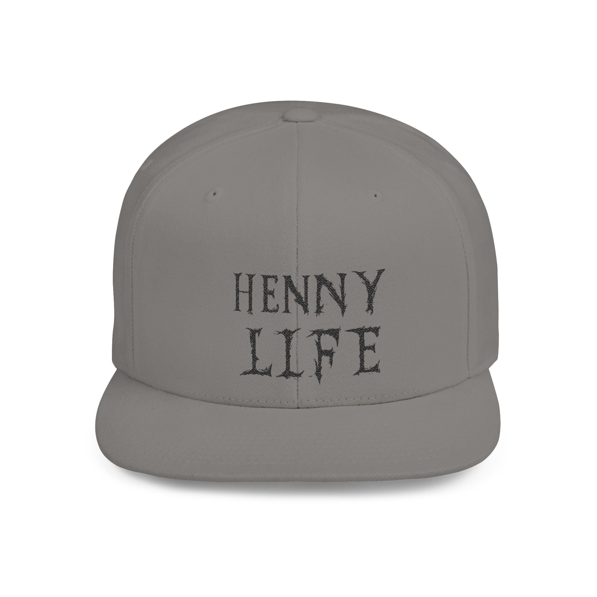 Henny-Snapback Hat — "Henny Life" Embroidered Flat Bill Cap