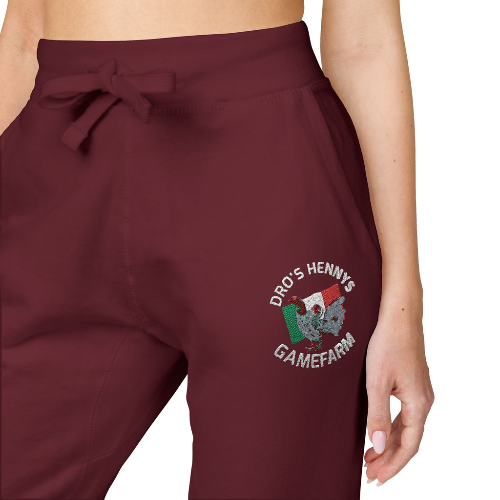 Henny- Embroidered Floral Heart Sweatpants — Cozy Fleece Joggers with 'Love' Detail