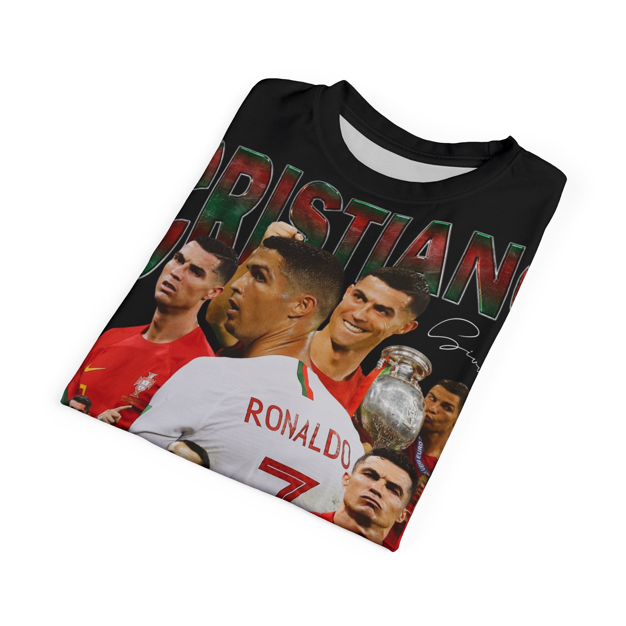Team-Soccer Legend Graphic Tee — Cristiano Ronaldo Collage Shirt