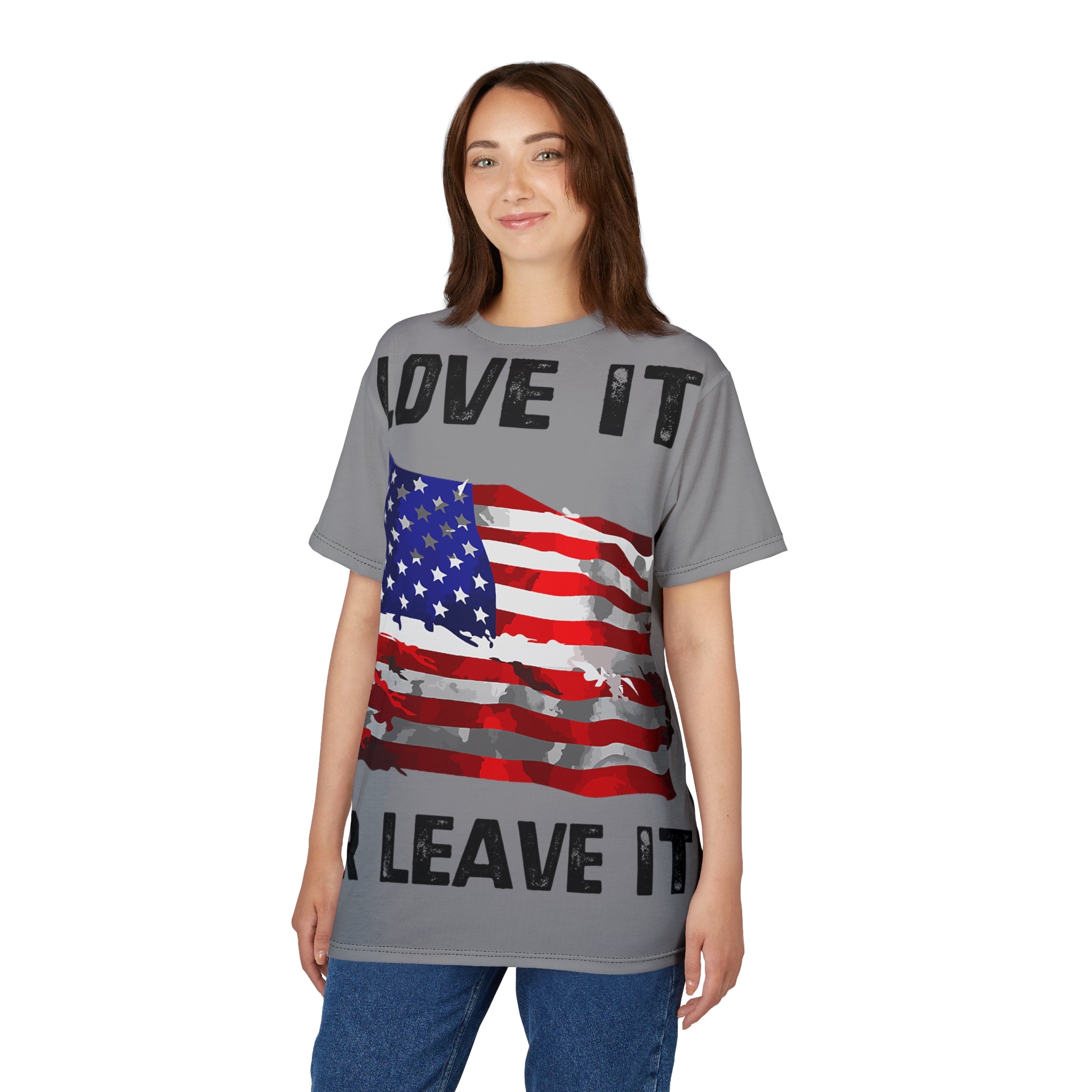America-T-Shirt — "Love It or Leave It" American Flag Patriotic Tee