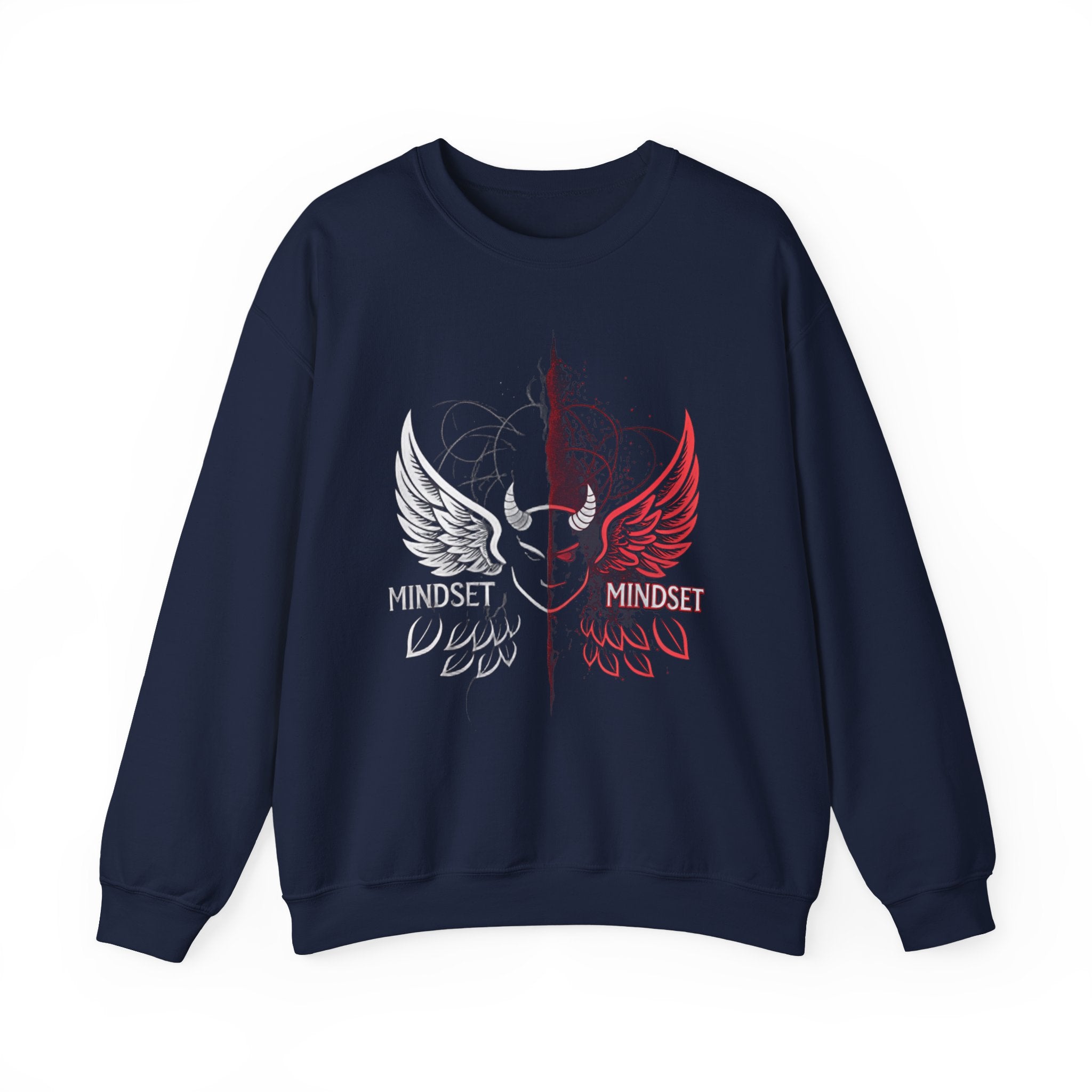 Mindset- Angel Wings Crest Sweatshirt — Split Heart & Wings Graphic Crewneck