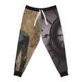 Joggers- Vintage Clock & Silhouette Athletic Joggers — Abstract Grunge AOP Sweatpants