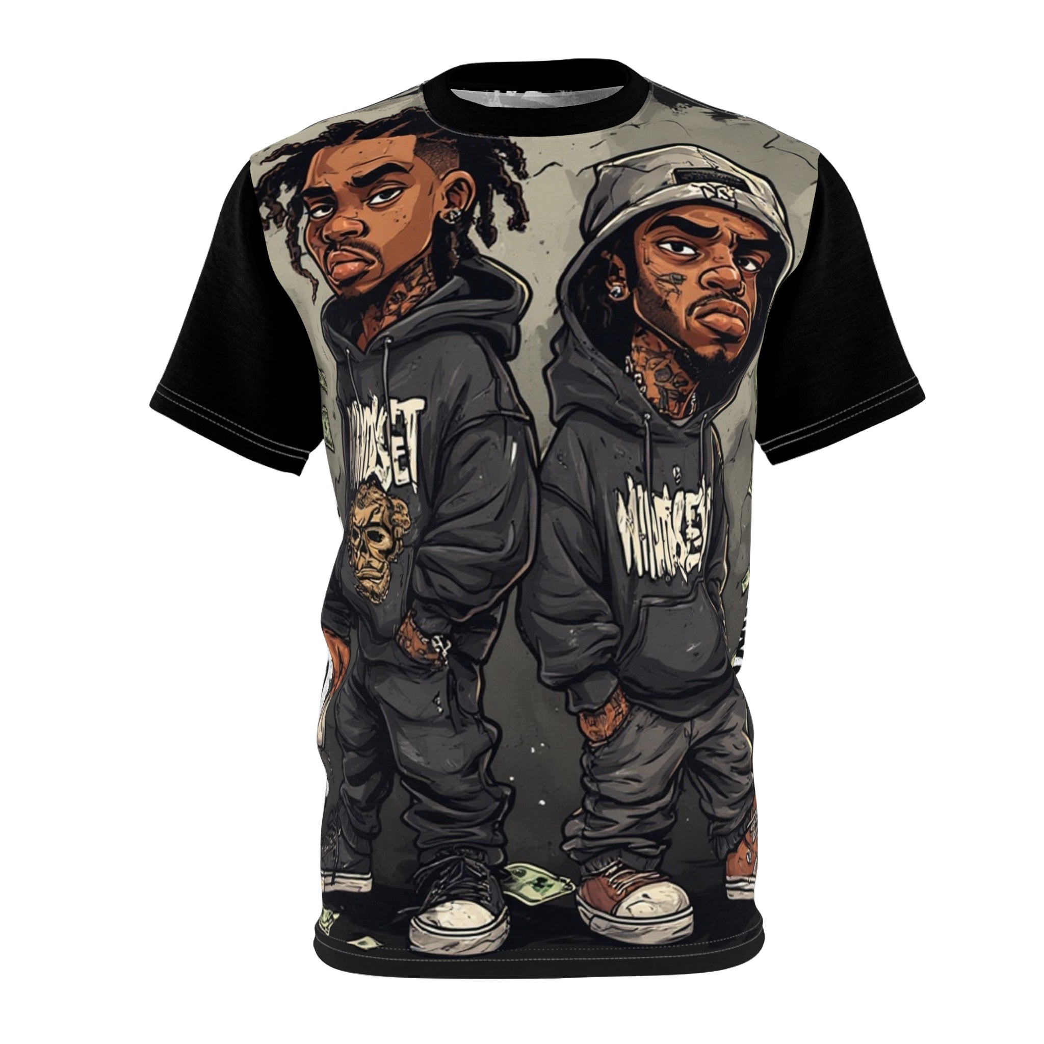 Mindset- Hip-Hop Duo Graphic Tee — Streetwear Cartoon Rappers All-Over Print