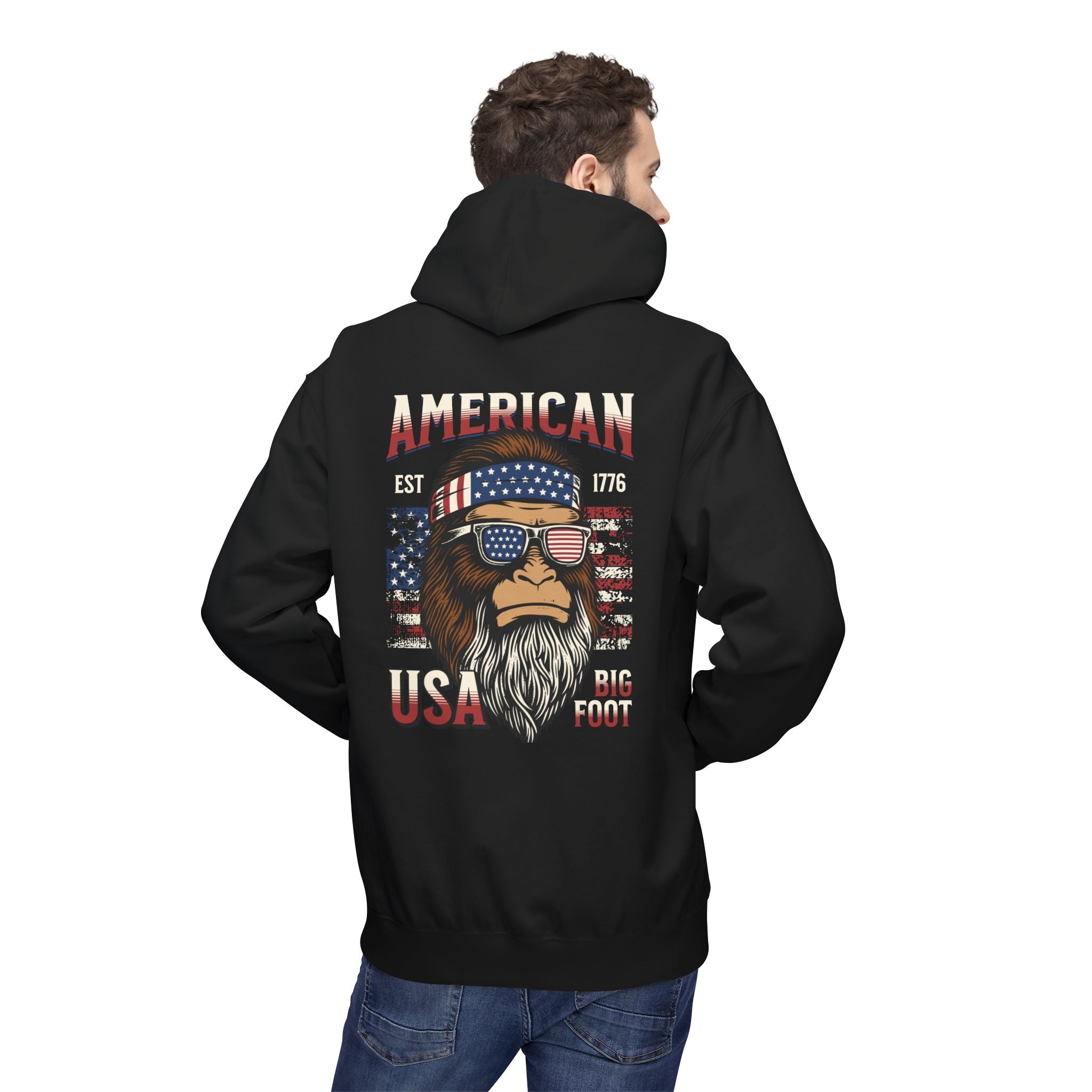 Ant-Hoodie - "God Bless America" Patriotic Ape Graphic USA Hoodie