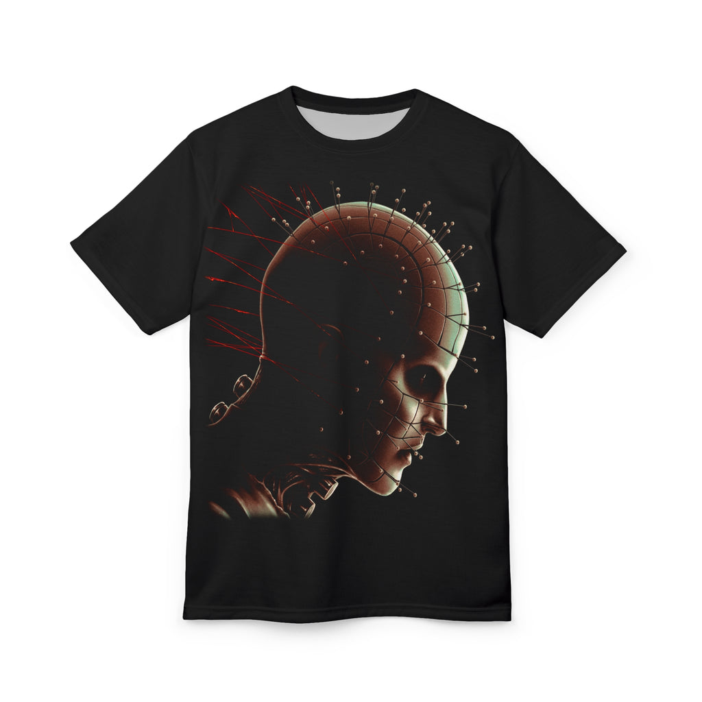 Movie-Pinhead Tee — Dark Sci‑Fi All‑Over Print