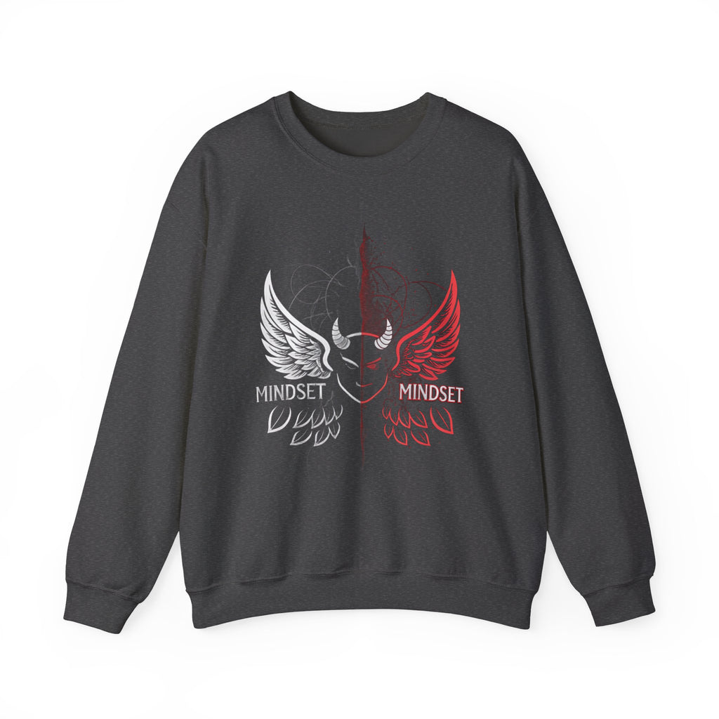 Mindset- Angel Wings Crest Sweatshirt — Split Heart & Wings Graphic Crewneck