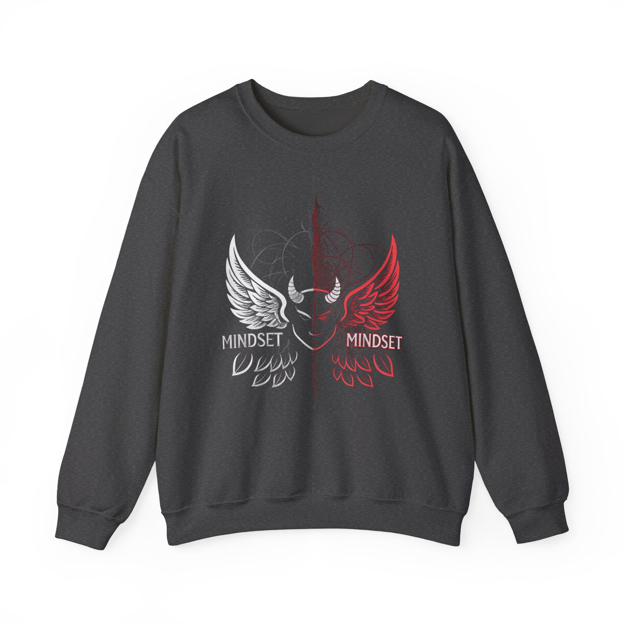 Mindset- Angel Wings Crest Sweatshirt — Split Heart & Wings Graphic Crewneck
