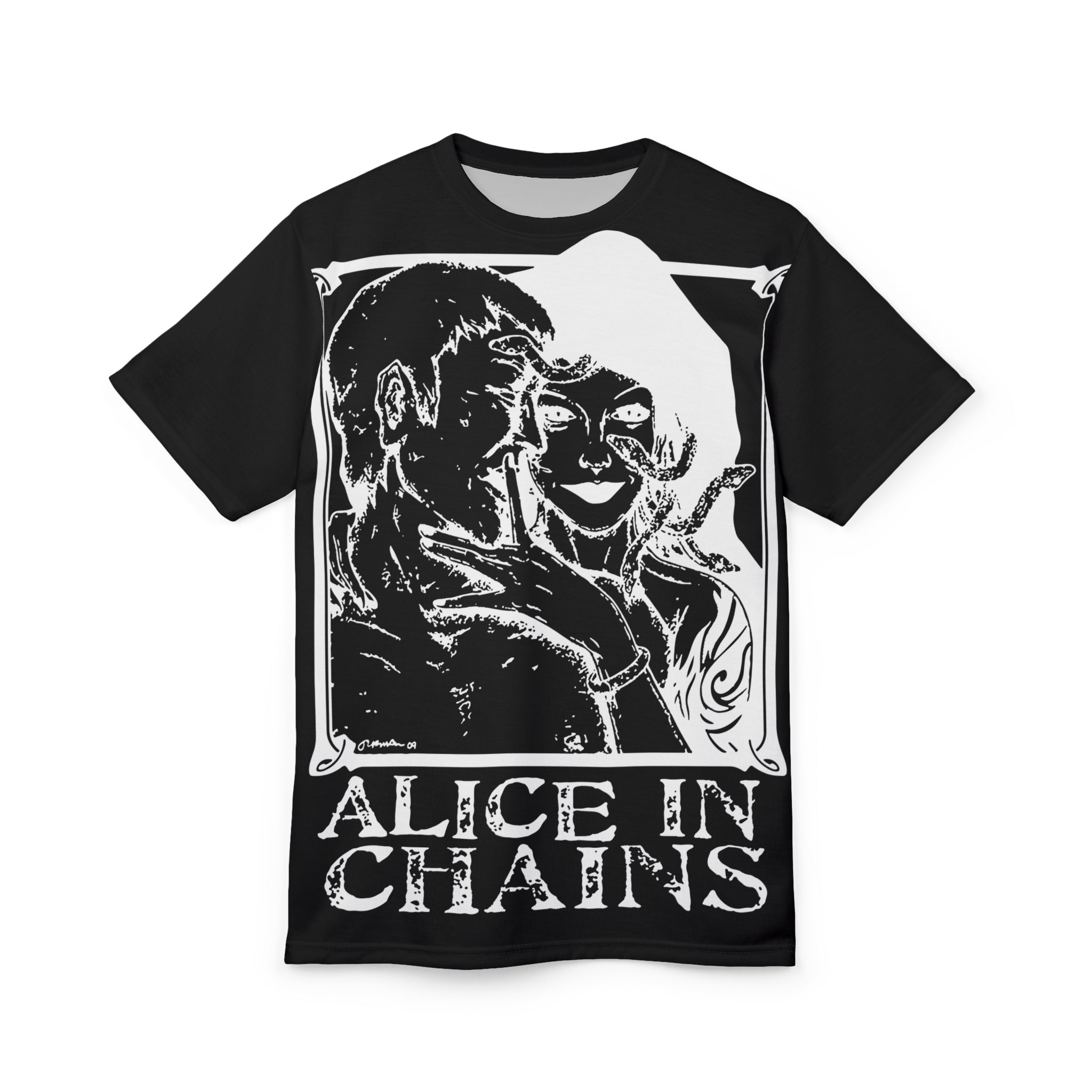 Metal- Alice in Chains Grunge Band T-Shirt – Black All-Over Print Tee