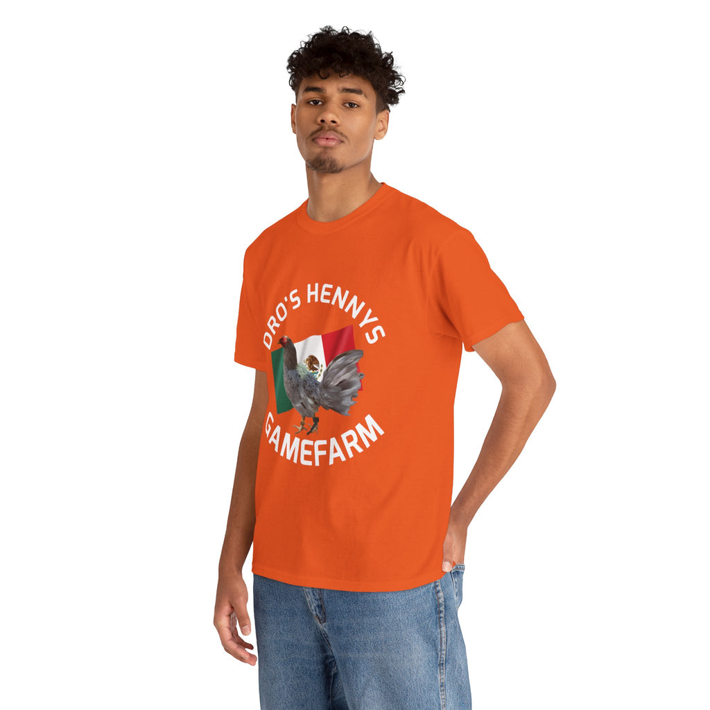 Henny-Gamefowl Tee — "Dro's Henny's Gamefarm" Mexican Flag Rooster Shirt