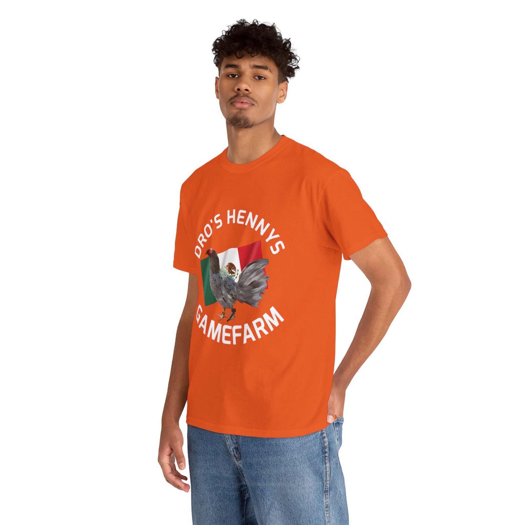 Henny-Gamefowl Tee — "Dro's Henny's Gamefarm" Mexican Flag Rooster Shirt