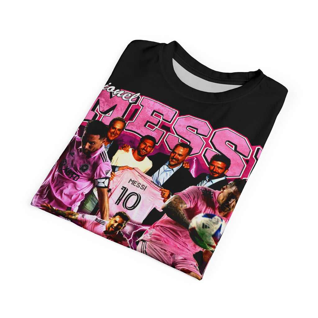 Team-Messi Miami All-Over Graphic Tee — Pink Retro Collage