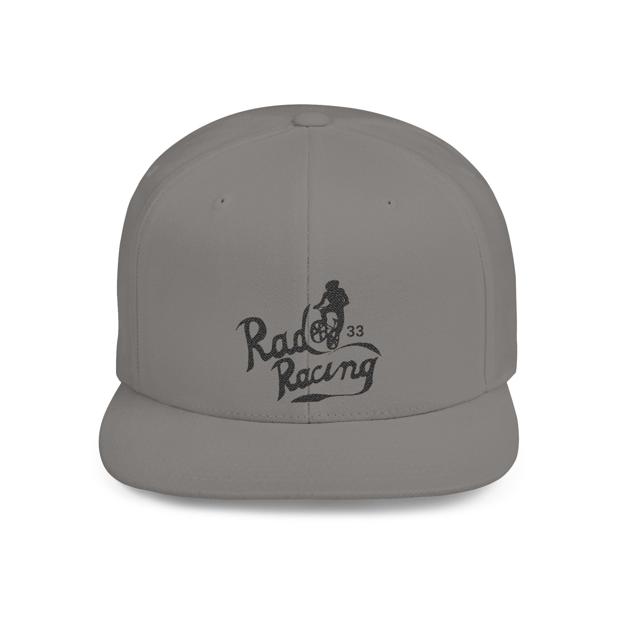 Rad-Flat Bill Snapback Hat — Retro 'Racer Racing' Embroidered Logo Cap