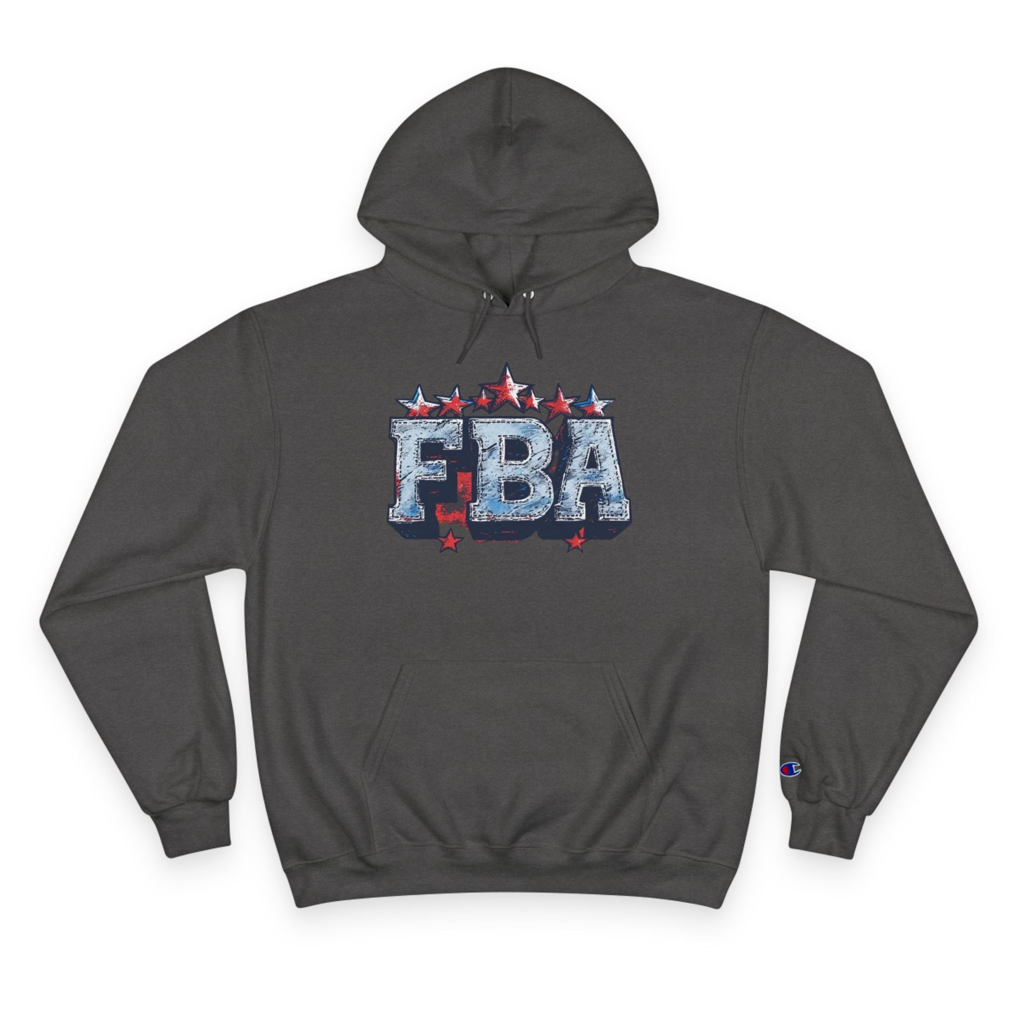 FBA- Graphic Hoodie — Retro Neon Fist & Star Emblem Champion Sweatshirt