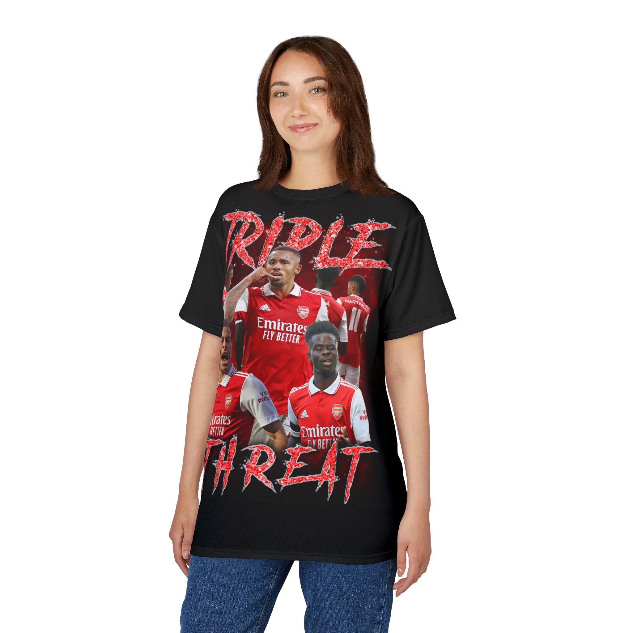 Team-Triple Threat Arsenal Football Tee — Arsenal Players Graphic Shirt