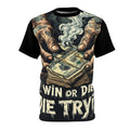Streetwear- Win or Die Money Stack Tee — Street Tattoo Style Graphic Shirt