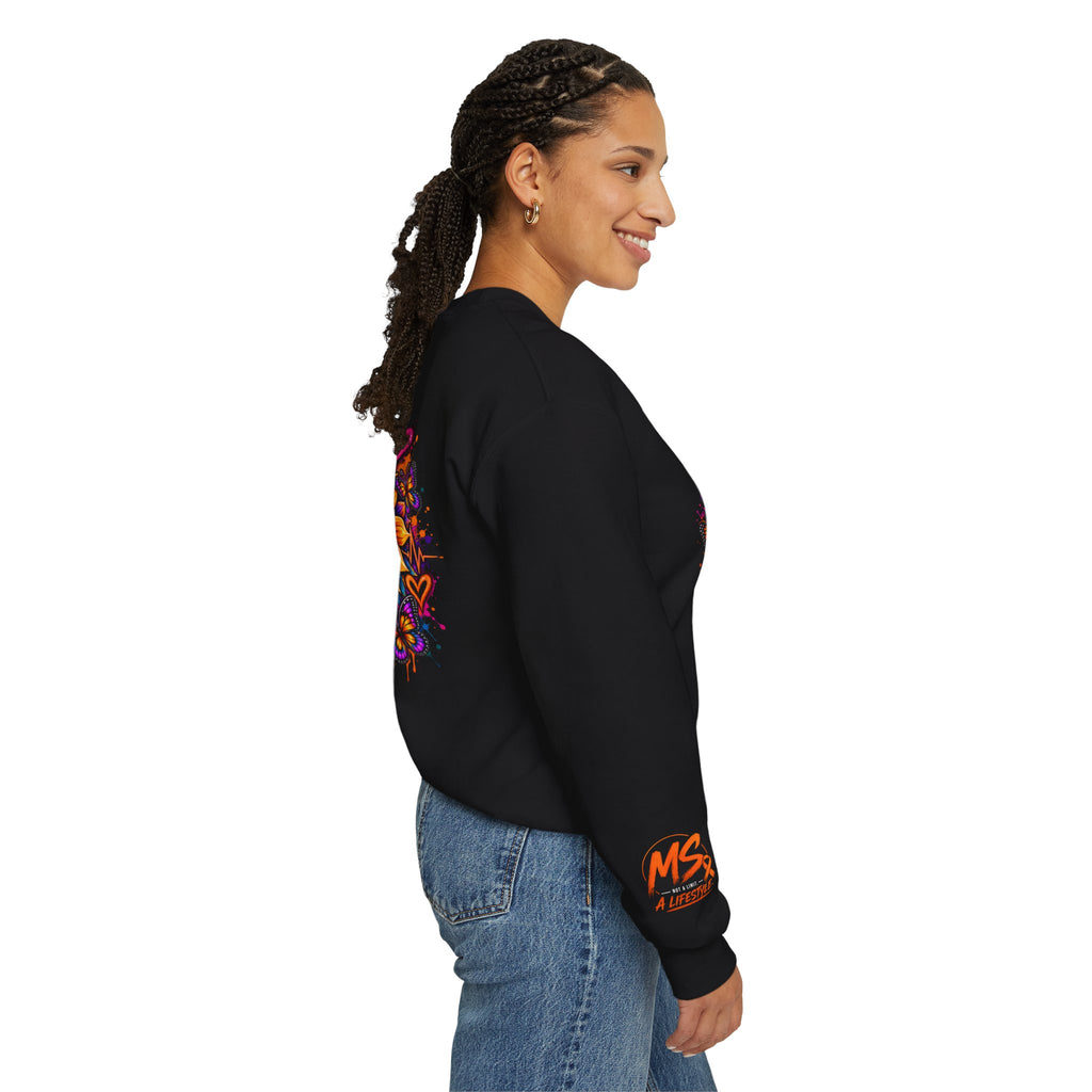 MS- Awareness Crewneck Sweatshirt — "Not All Wounds Are Visible" Orange Ribbon Design