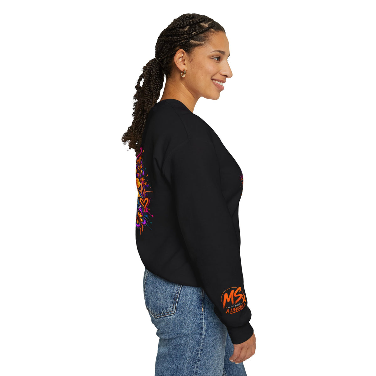 MS- Awareness Crewneck Sweatshirt — "Not All Wounds Are Visible" Orange Ribbon Design