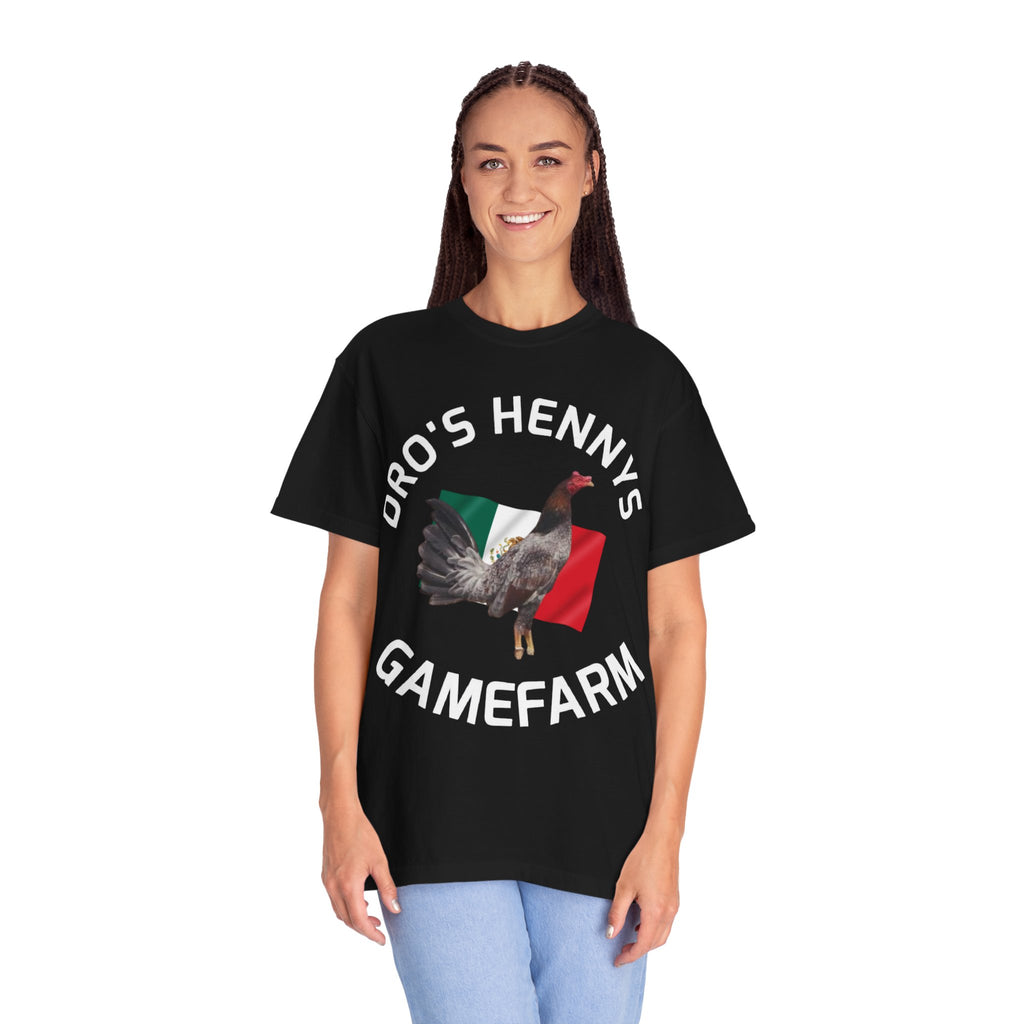 Henny- Gamefarm Rooster T-Shirt — "Dro's Henny's Gamefarm" Poultry Farm Tee