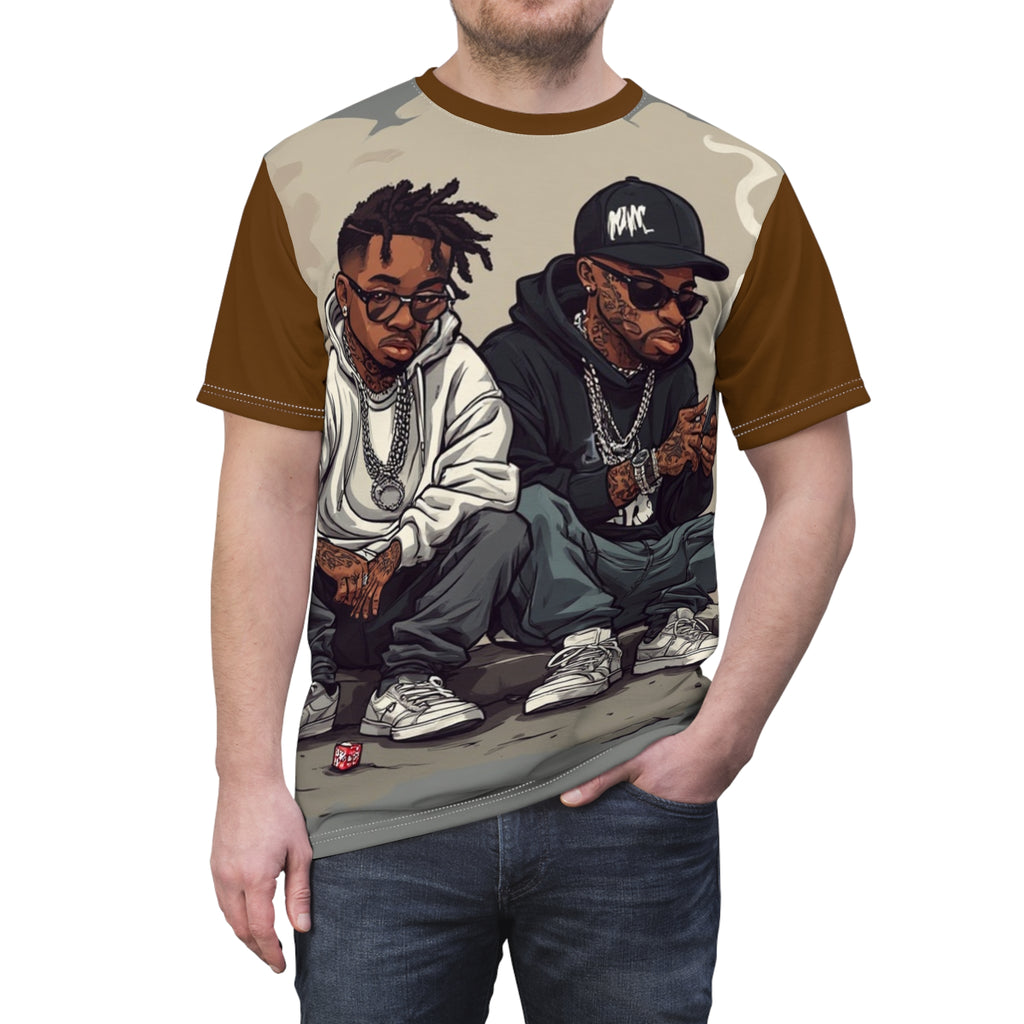 Mindset-Hip Hop Duo Graphic Tee — Streetwear Rap Artists Illustration All-Over Print
