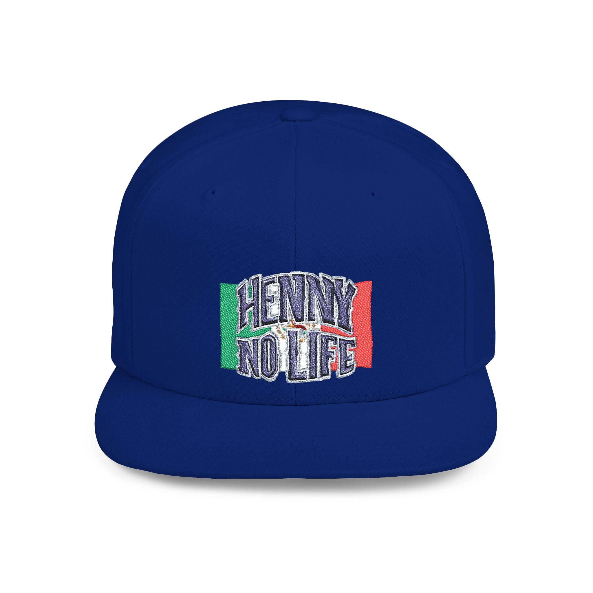 Henny- Flat Bill Snapback Hat — "Henny No Life" Embroidered with Italian Flag Accent