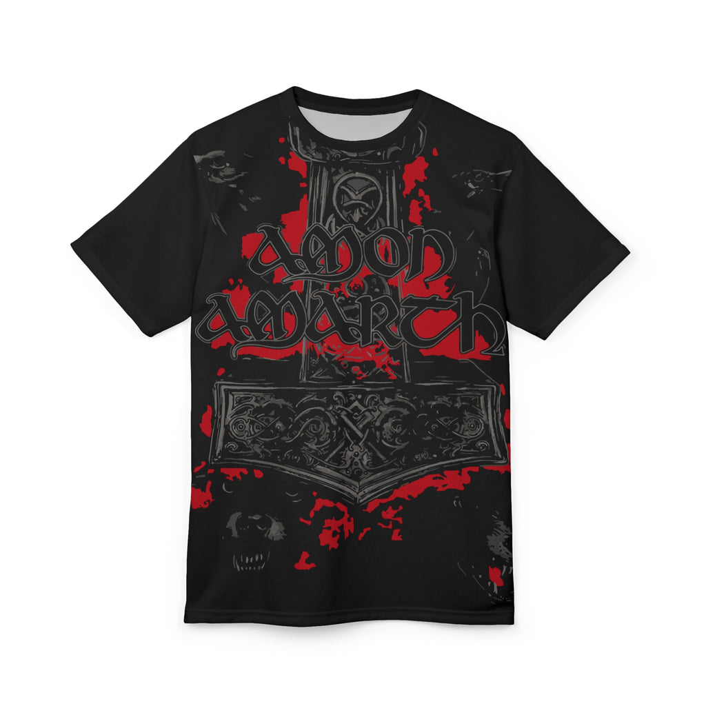 Metal- Viking Mjolnir Gothic Tee — 'Amon Amarth' Red & Black Metal T-Shirt