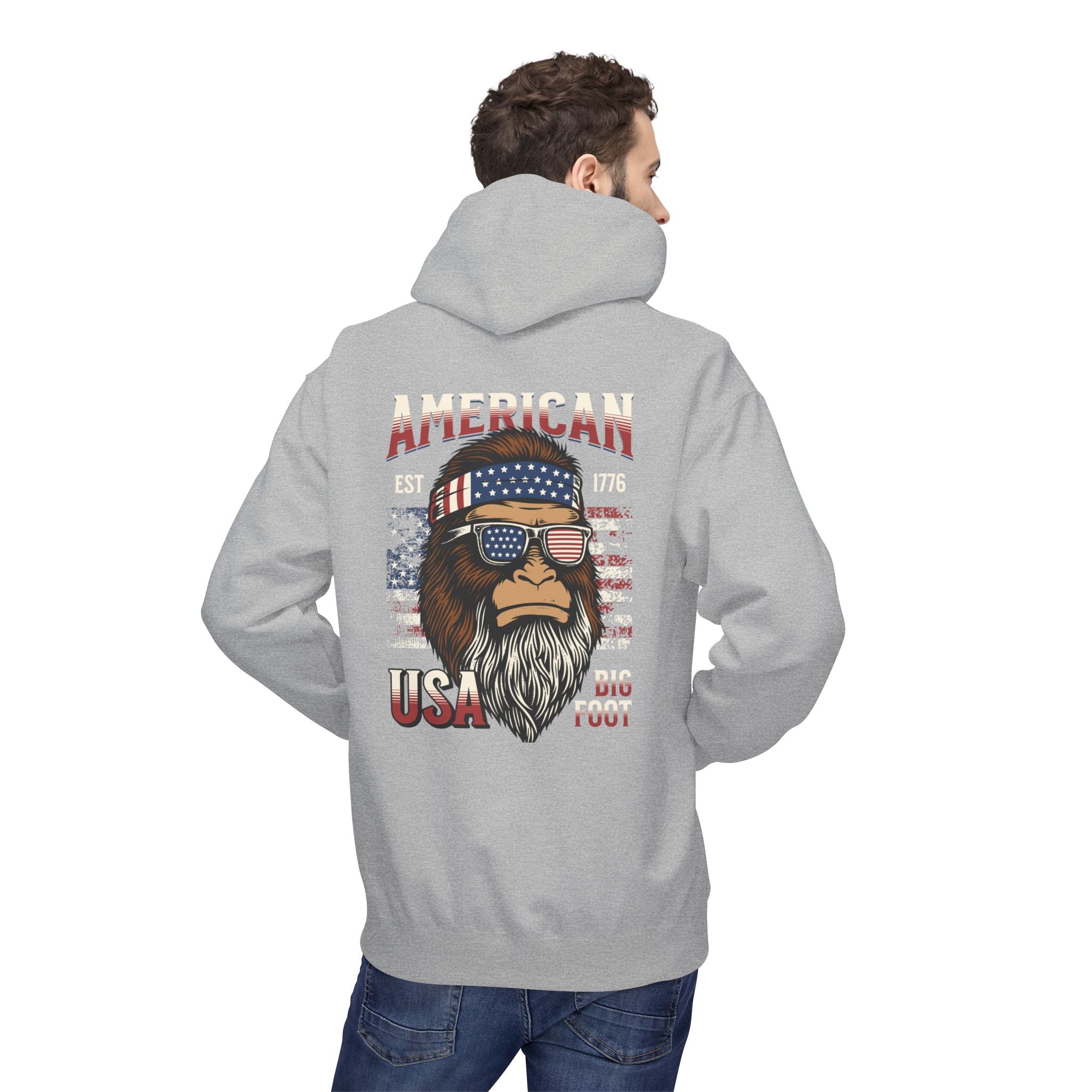Ant-Hoodie - "God Bless America" Patriotic Ape Graphic USA Hoodie