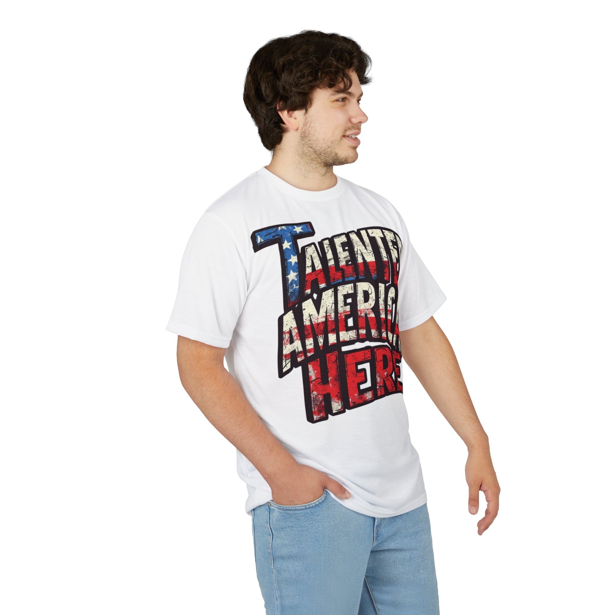 America-Talented American Here T-Shirt — Patriotic USA Flag Graphic Tee