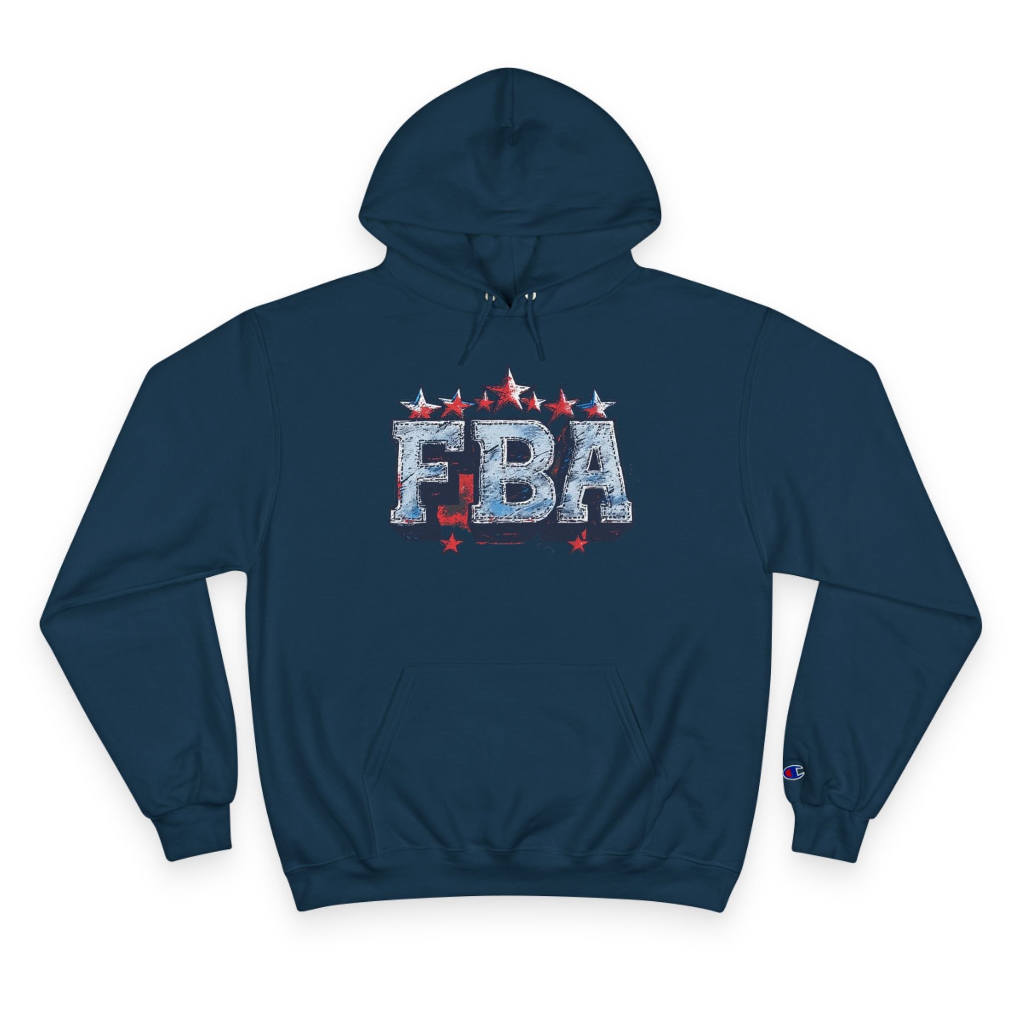 FBA- Graphic Hoodie — Retro Neon Fist & Star Emblem Champion Sweatshirt
