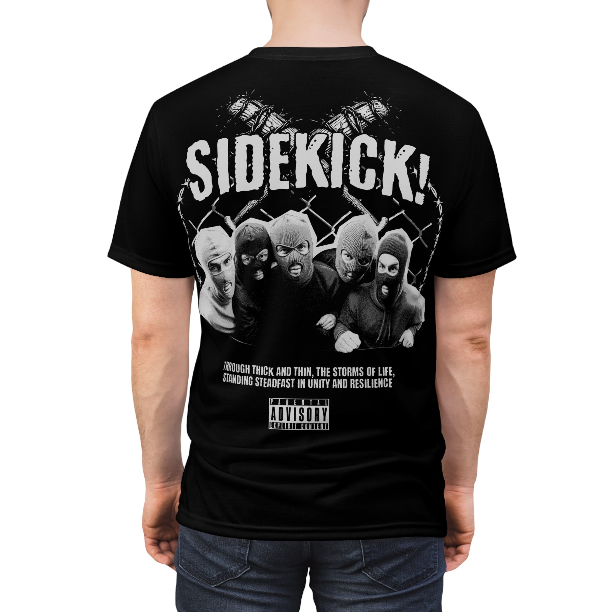 Streetwear- Street Gangster Graphic Tee — "Street Gangster" Black All-Over Print Shirt