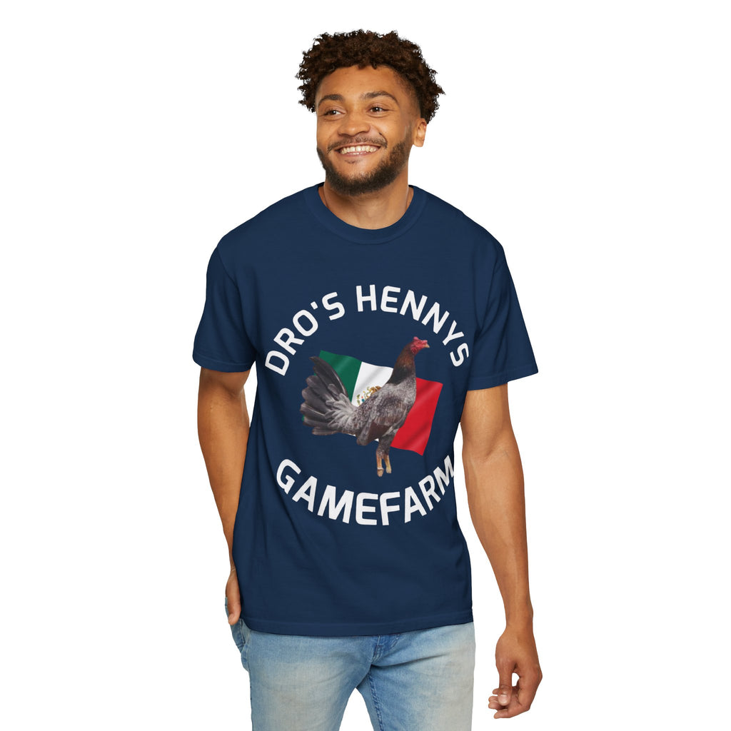 Henny- Gamefarm Rooster T-Shirt — "Dro's Henny's Gamefarm" Poultry Farm Tee