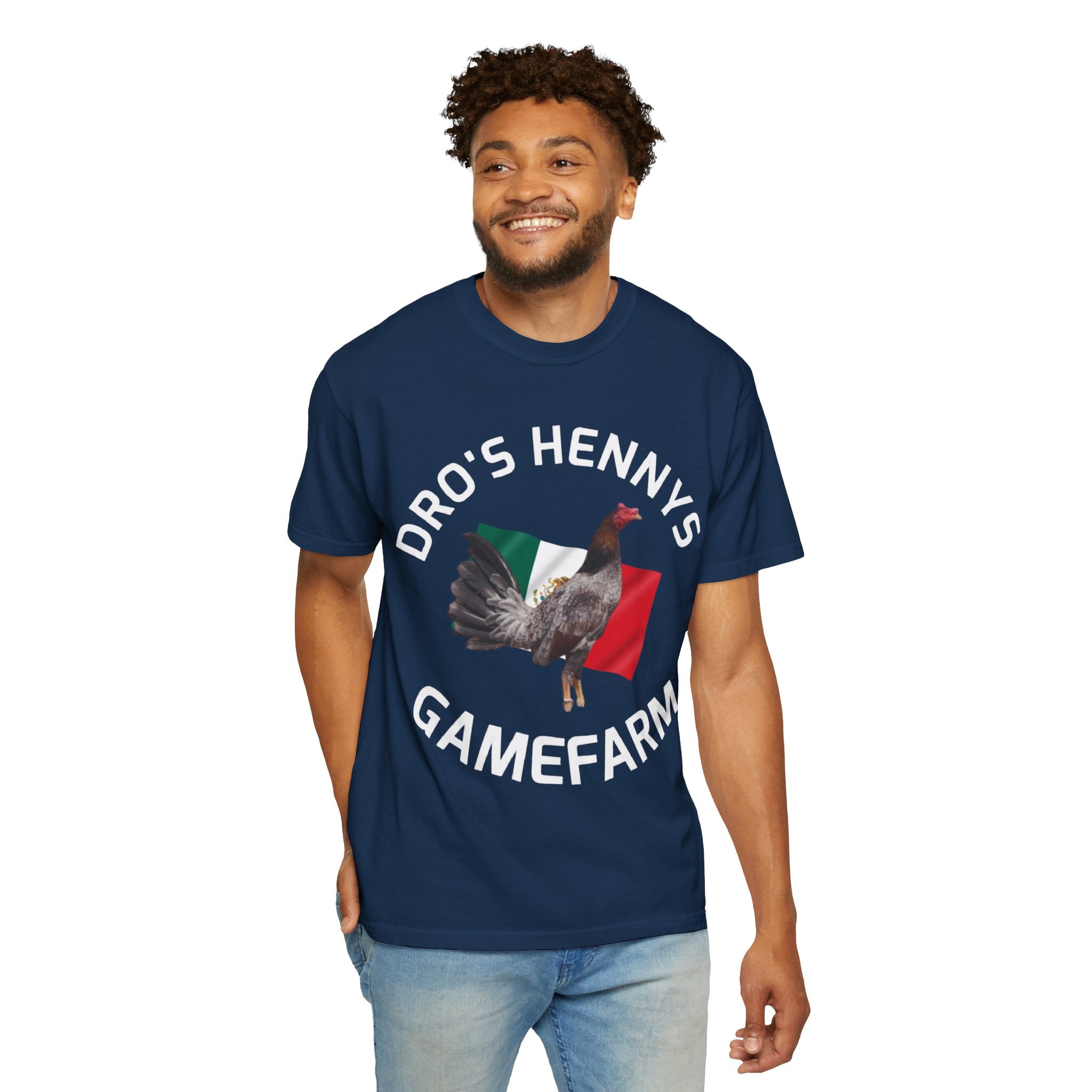 Henny- Gamefarm Rooster T-Shirt — "Dro's Henny's Gamefarm" Poultry Farm Tee