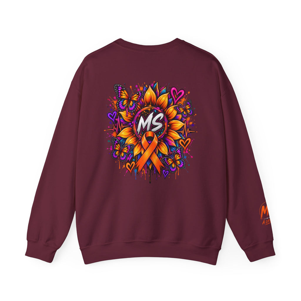 MS- Awareness Crewneck Sweatshirt — "Not All Wounds Are Visible" Orange Ribbon Design