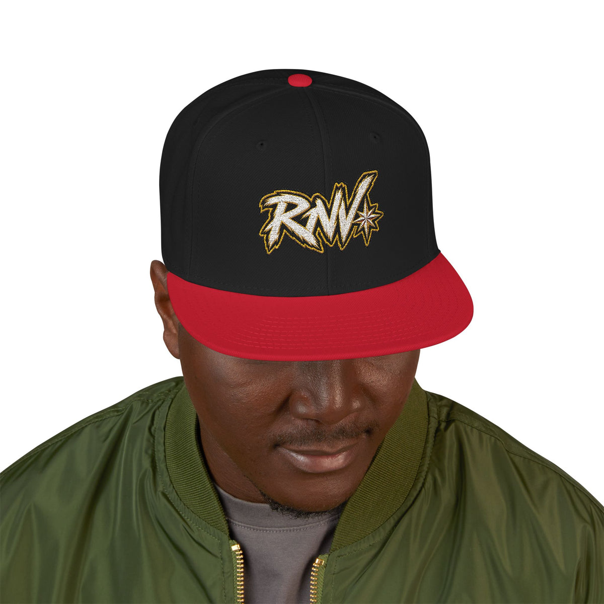 Hat-Embroidered Gold Graffiti Snapback Hat
