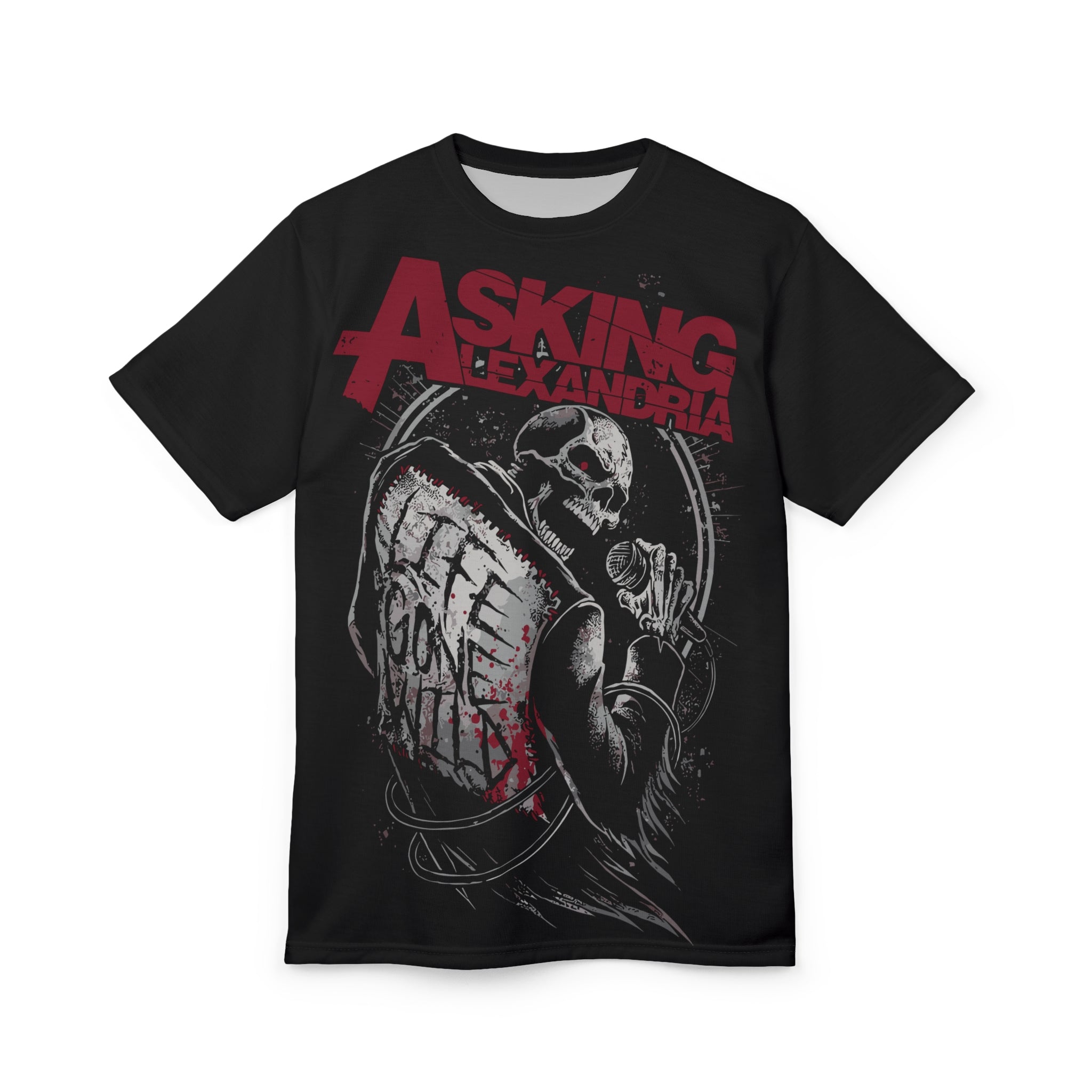 Metal- Asking Alexandria Skull Shield Tee — Metal Band Graphic T-Shirt