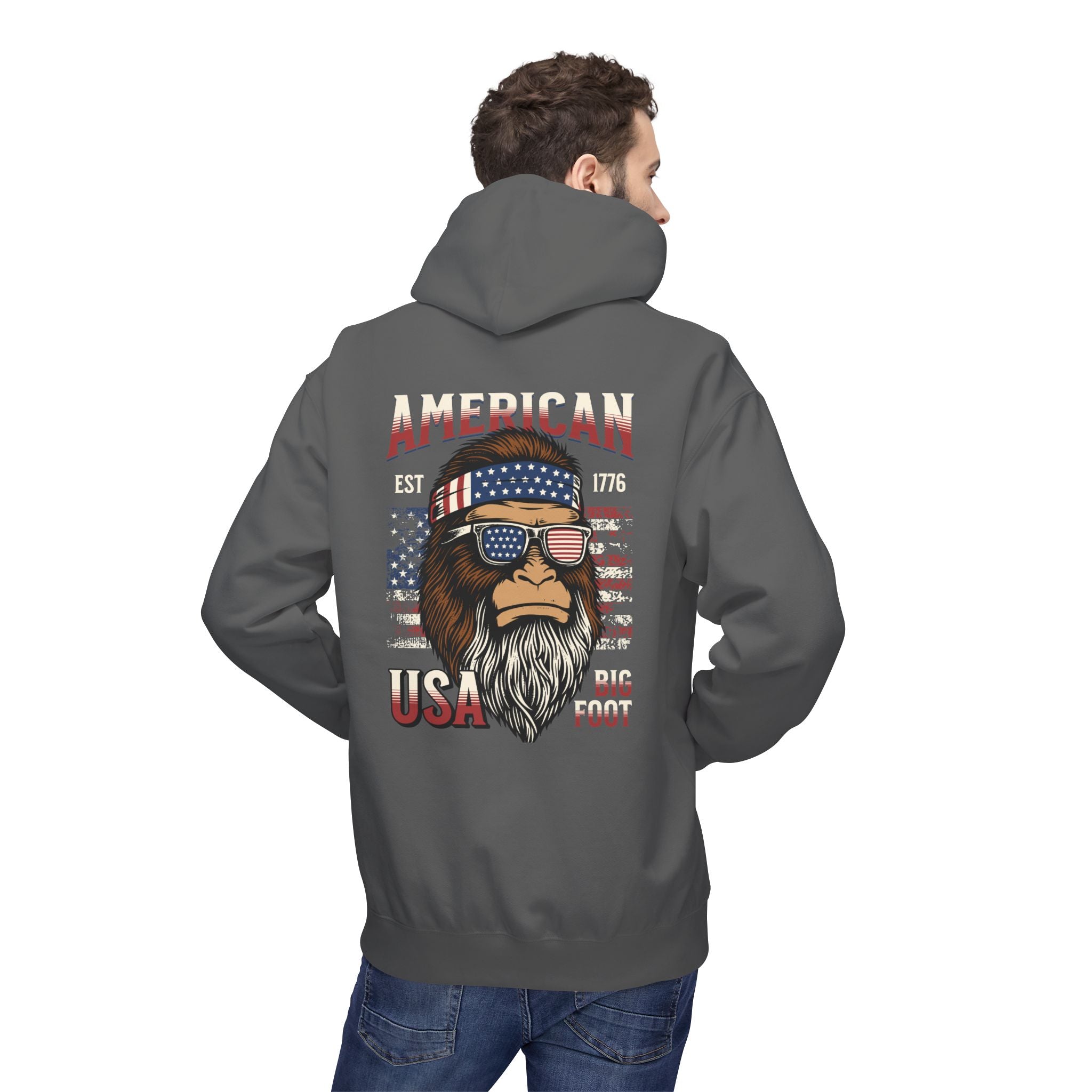 Ant-Hoodie - "God Bless America" Patriotic Ape Graphic USA Hoodie