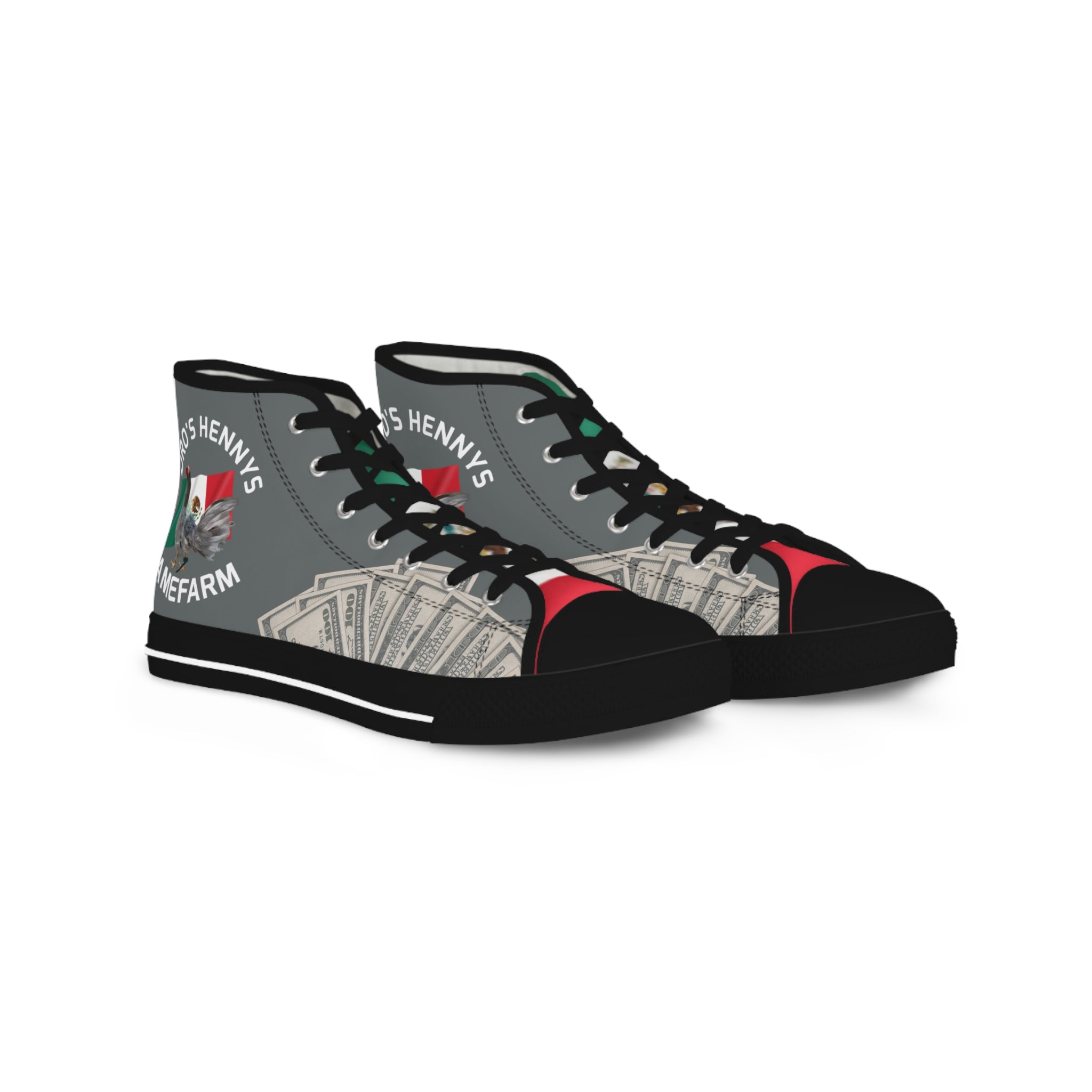 Henny-High Top Sneakers — Money Graphic with 'HENNY'S' Logo