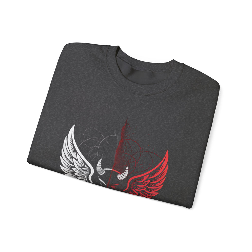 Mindset- Angel Wings Crest Sweatshirt — Split Heart & Wings Graphic Crewneck