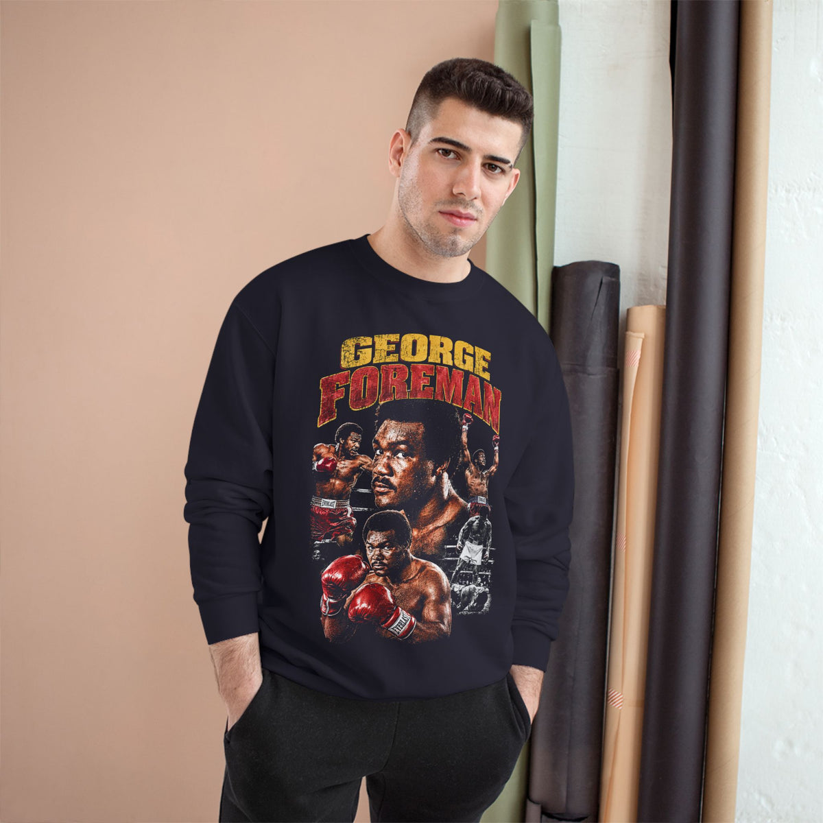 Retro Champion Tribute- Boxing Sweatshirt — Vintage Fighter Graphic Crewneck