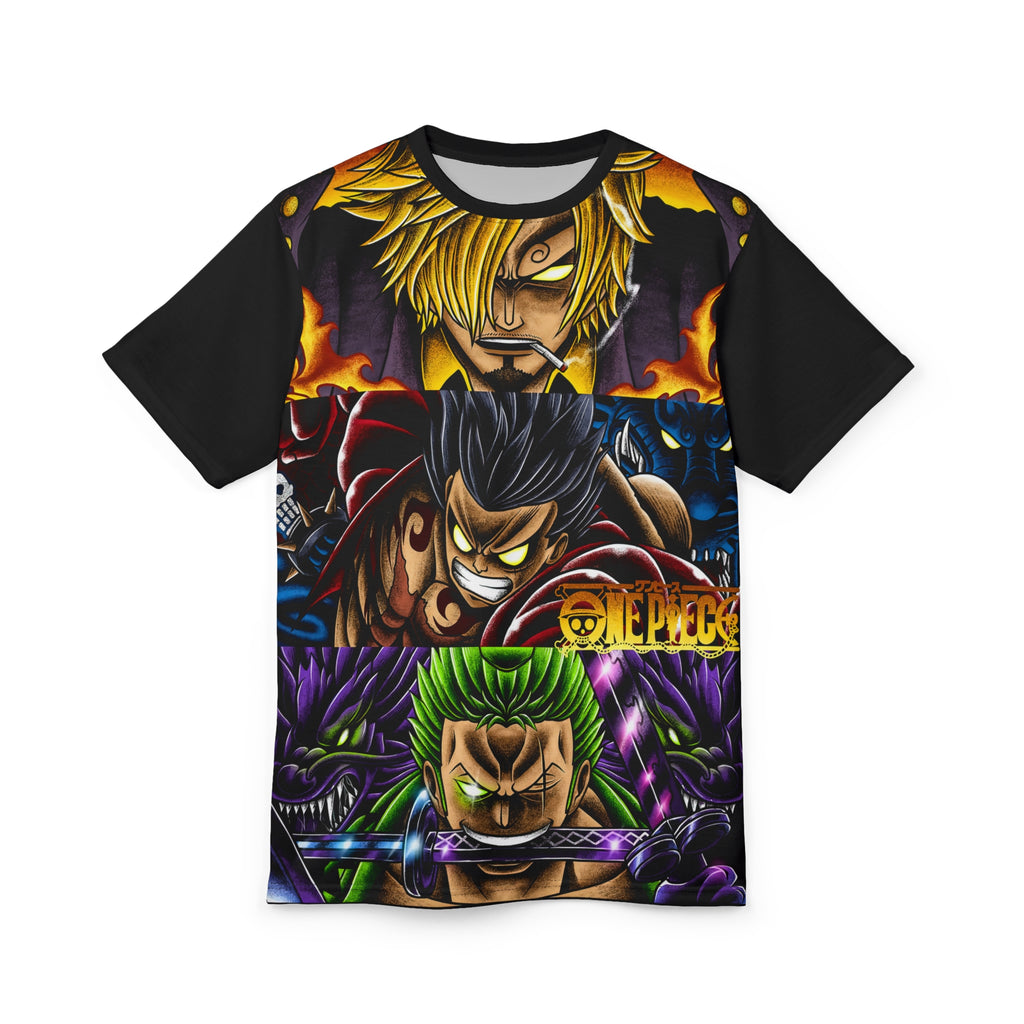 Anime -Straw Hat Trio Graphic Tee — Bold Pirate Crew All-Over Print