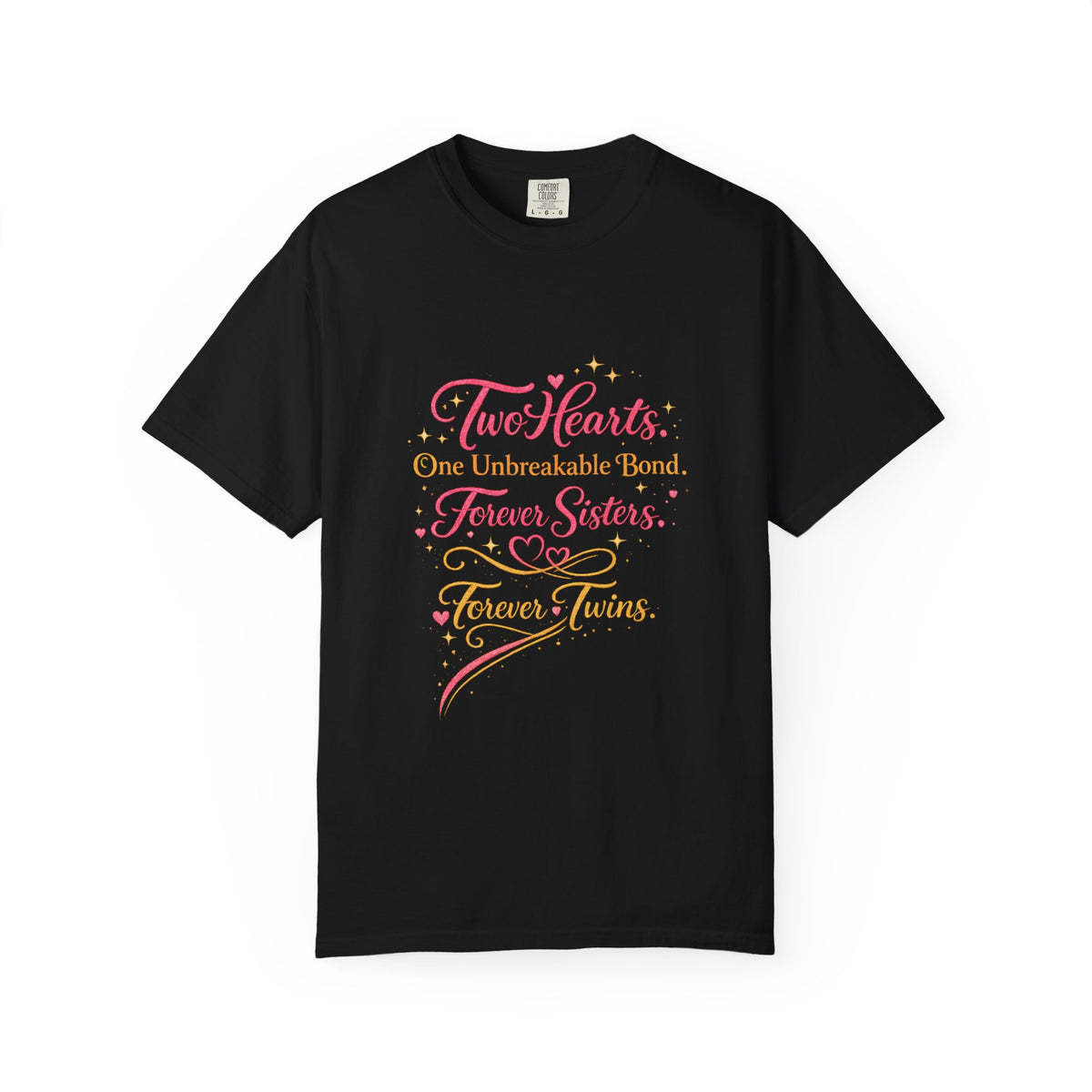 Tiff-Twin Sisters T-Shirt – “Two Hearts One Unbreakable Bond” Graphic Tee